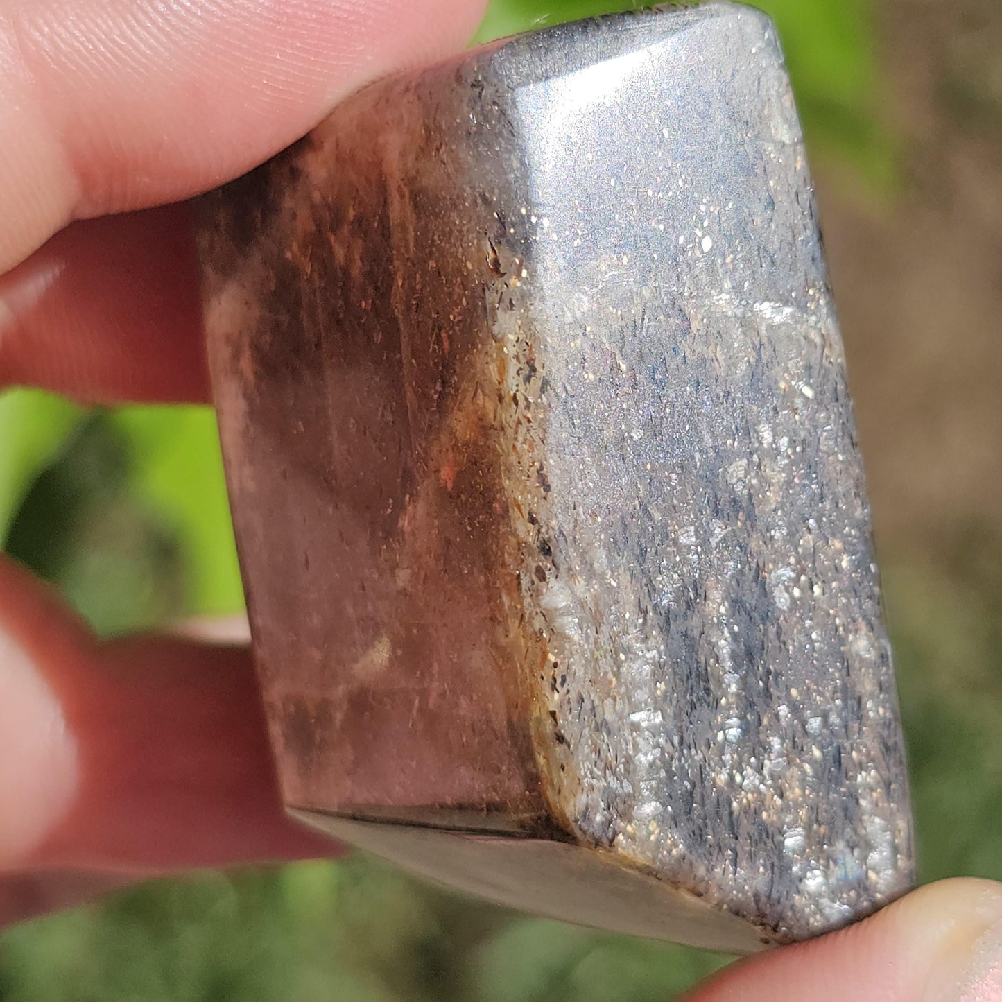 Rainbow Lattice Sunstone Freeform Polished Stone from Tanzania, Feldspar w Moonstone Adularescence and Incredible Natural Inclusions