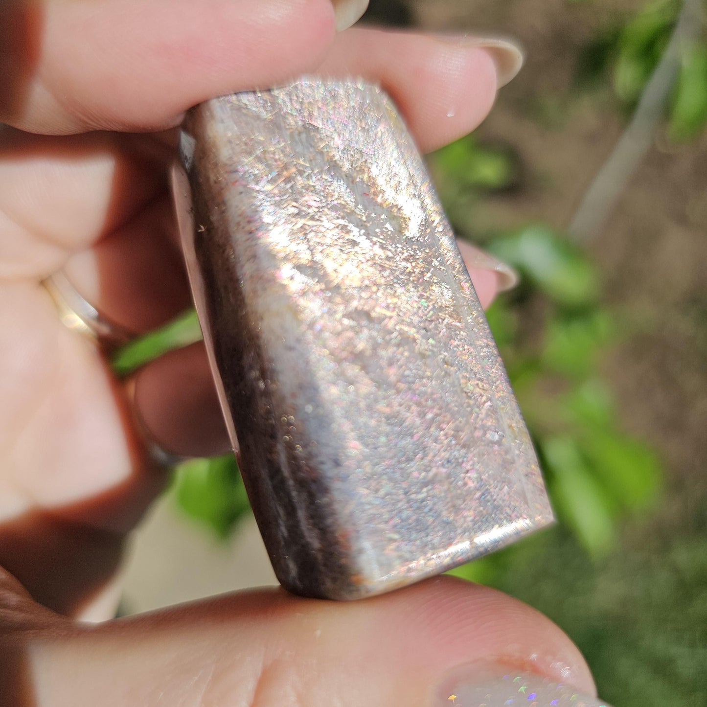 Rainbow Lattice Sunstone Freeform Polished Stone from Tanzania