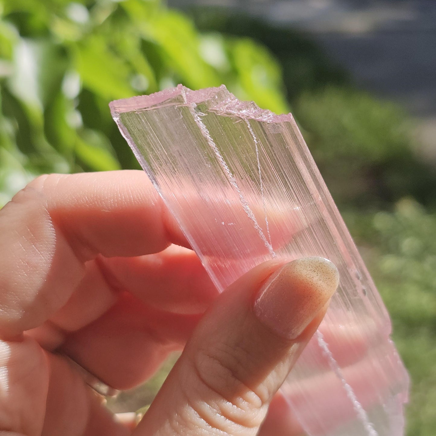Extremely Tabular Spodumene var. Kunzite Crystal with DNA Helix Inclusion