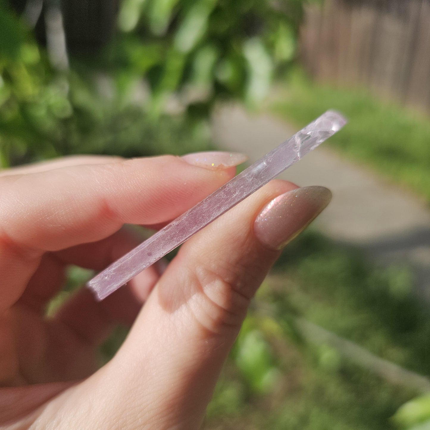 Super Thin Tabular Spodumene var. Kunzite Crystal with Great Luster, Highly UV Reactive Fluorescent Collector Specimen, Good Chatoyancy