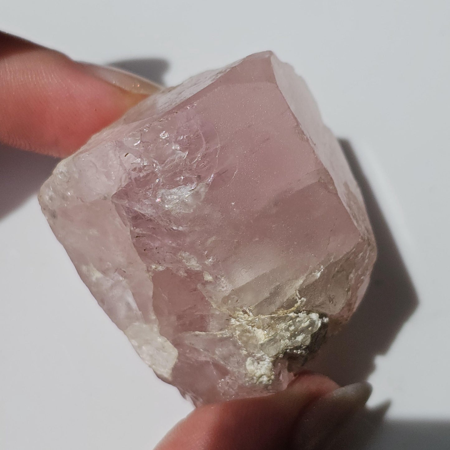 81.5g Raw Morganite Crystal / Terminated Pale Pink Beryl, Rare Rough Morganite Specimen from Skardu Pakistan, Double Terminated w Rainbows