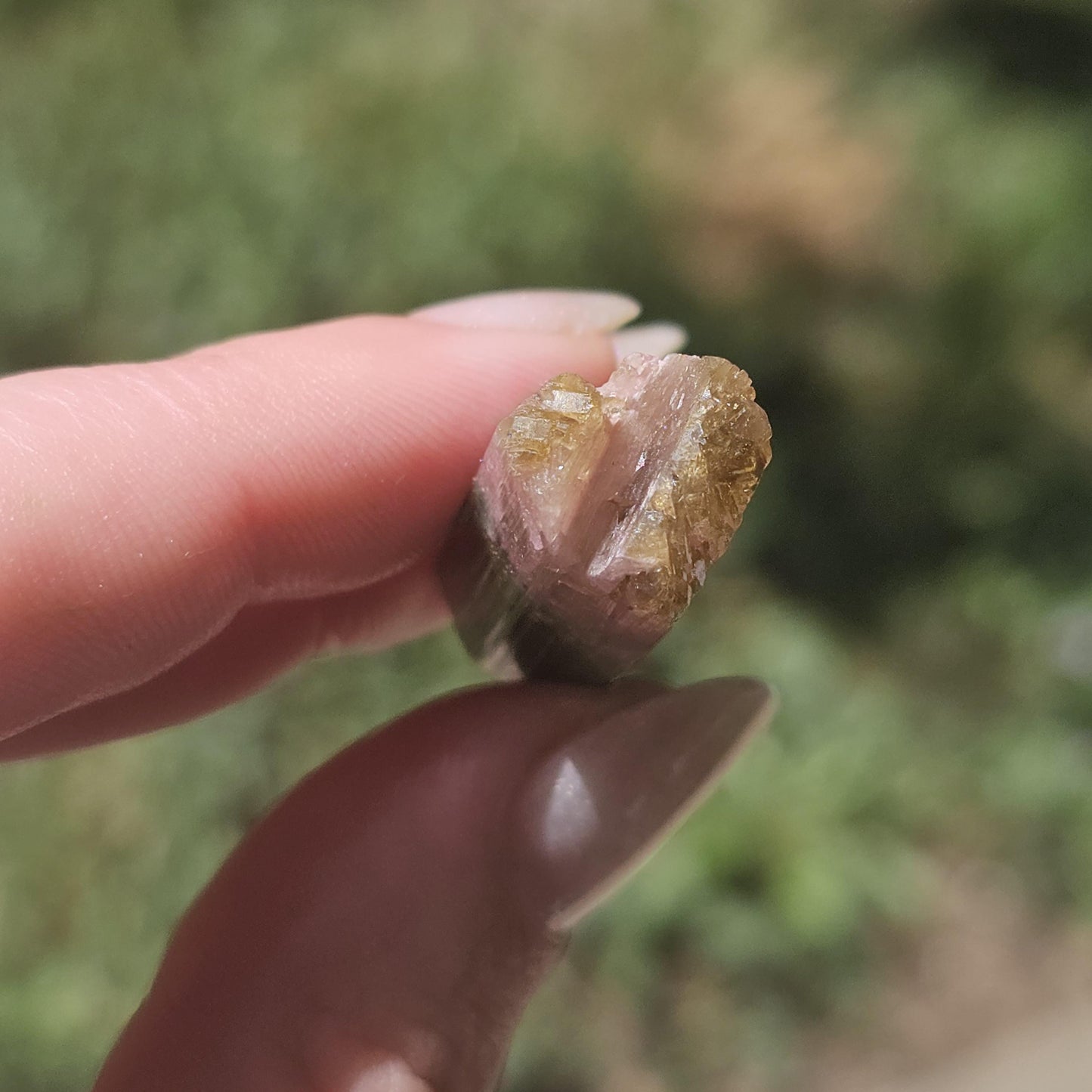 Rainbow Tourmaline Crystal from New Pocket, Taquaral Brazil, Green Pink Blue and Yellow Elbaite