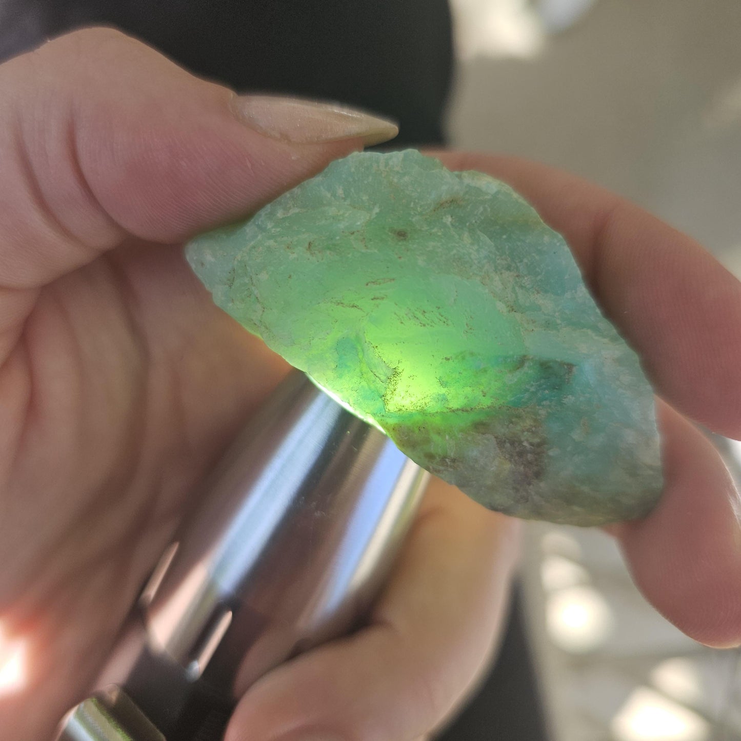 Raw Blue Opal from Peru, Rare Chunk of Translucent High Grade Lapidary Rough for Cutting, Polishing, Collection etc