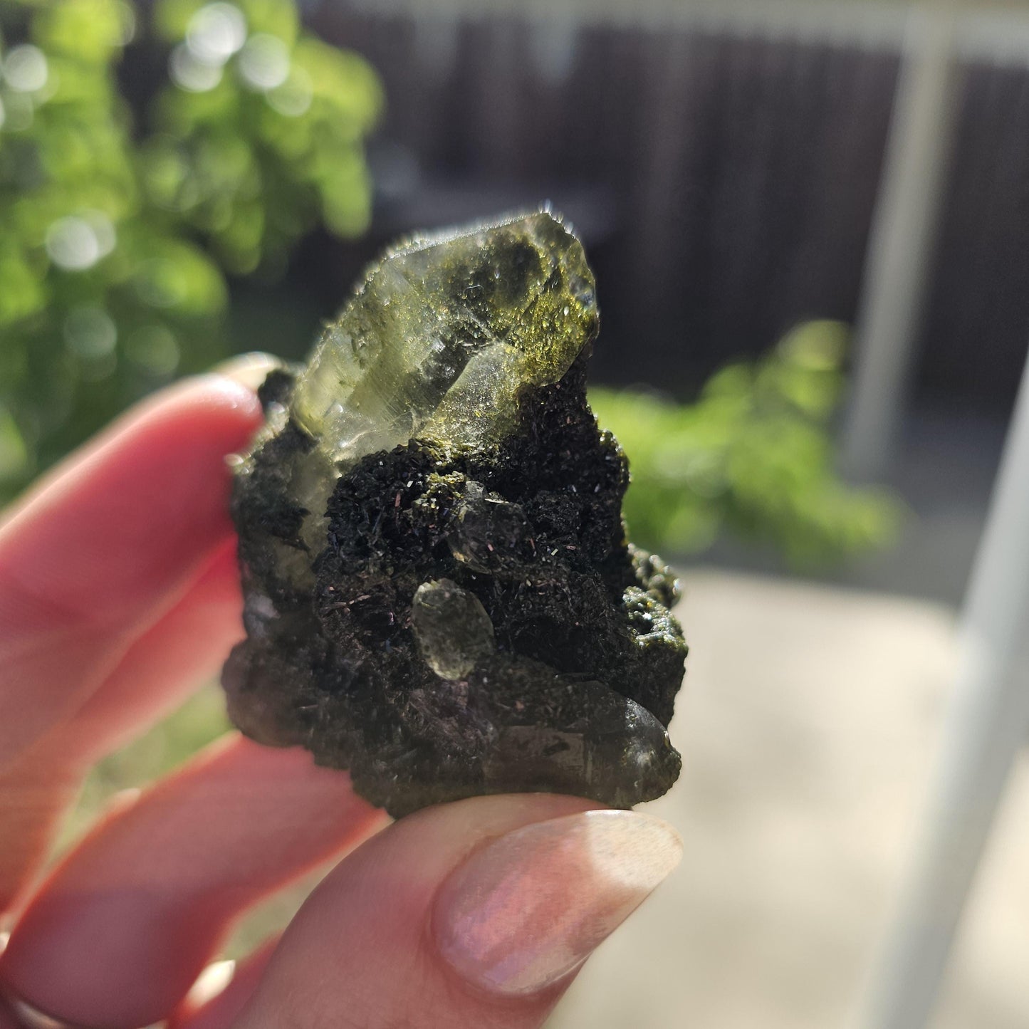 Clear Terminated Quartz with Green Epidote Inclusions & Matrix