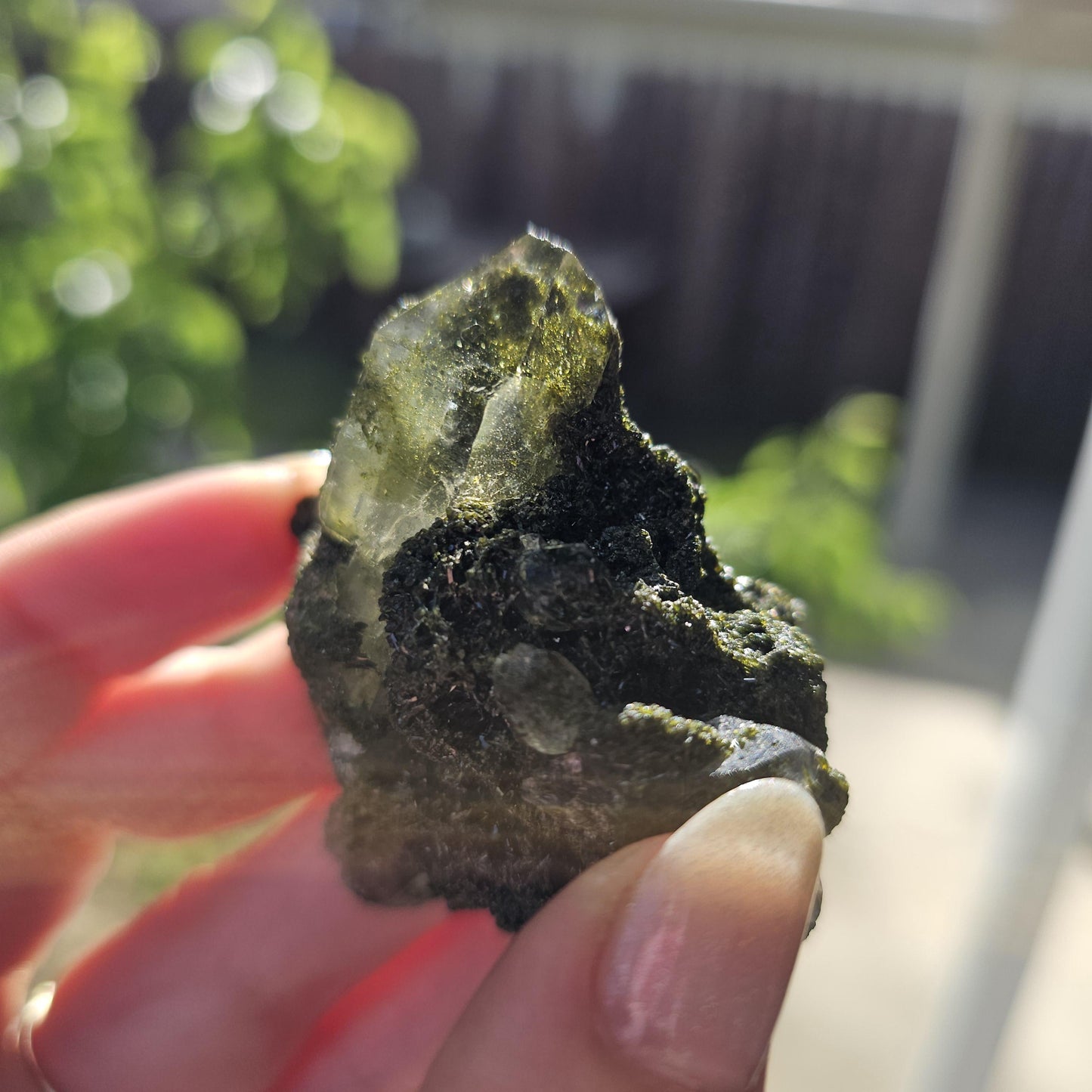 Clear Terminated Quartz with Green Epidote Inclusions & Matrix