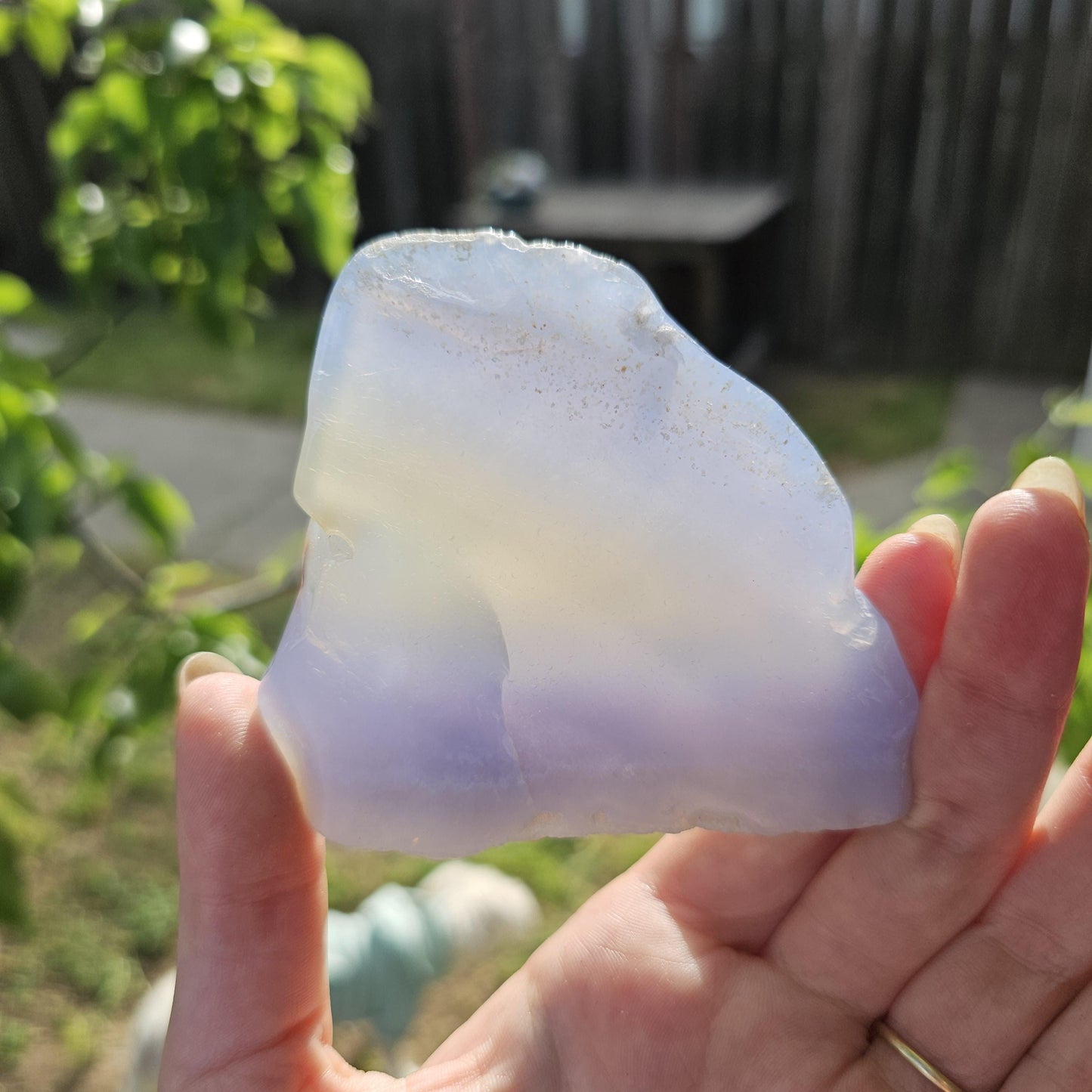 Light Blue Chalcedony Agate Slab: Zimbabwe Crystal Display Piece