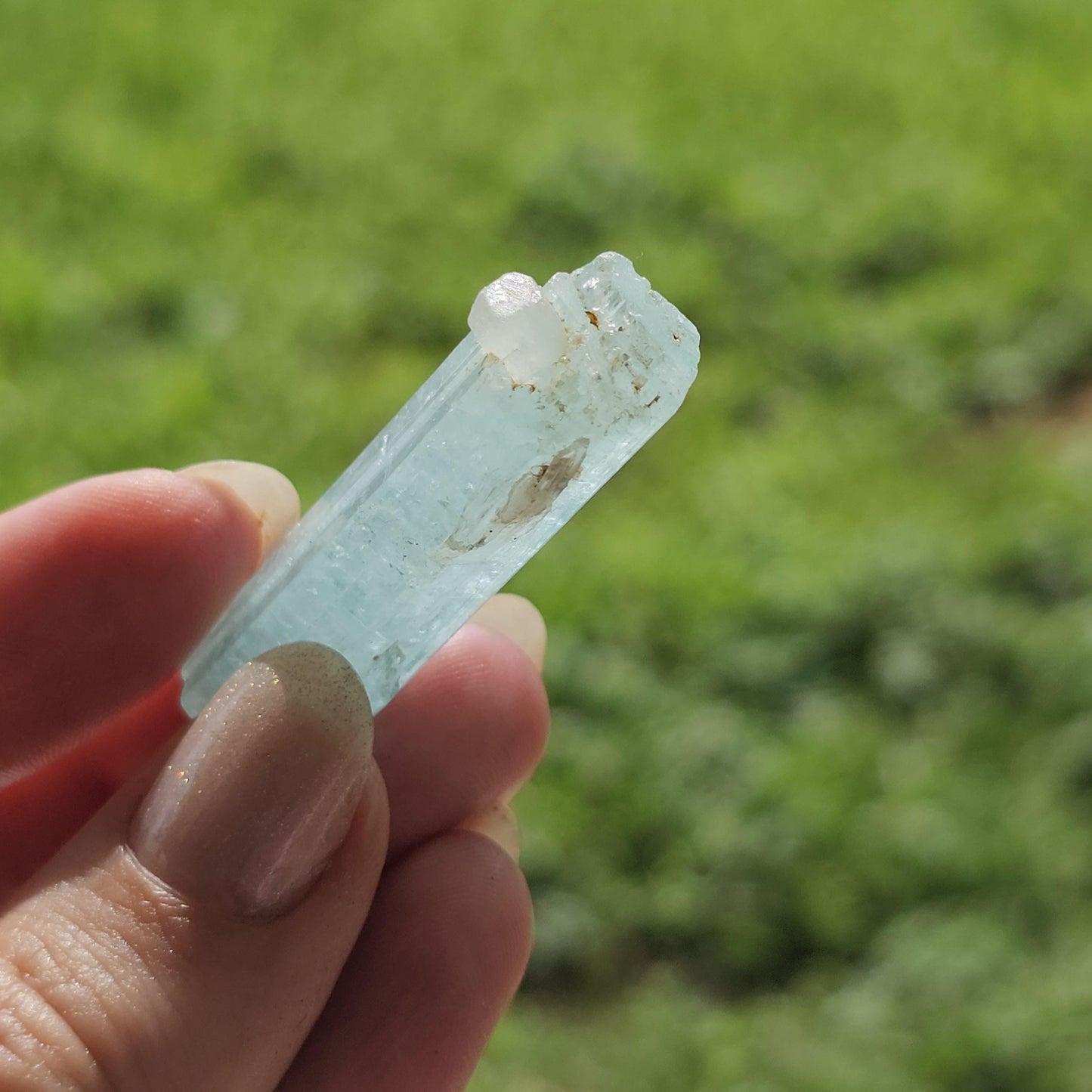 DT Vanadium Beryl 10.2g Crystal Specimen w Quartz Sidecar