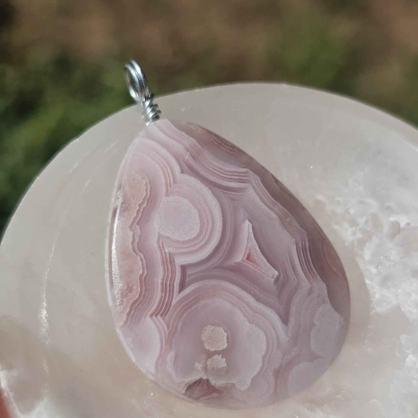 Lavender Laguna Agate Pendant in Simple Sterling Silver Setting