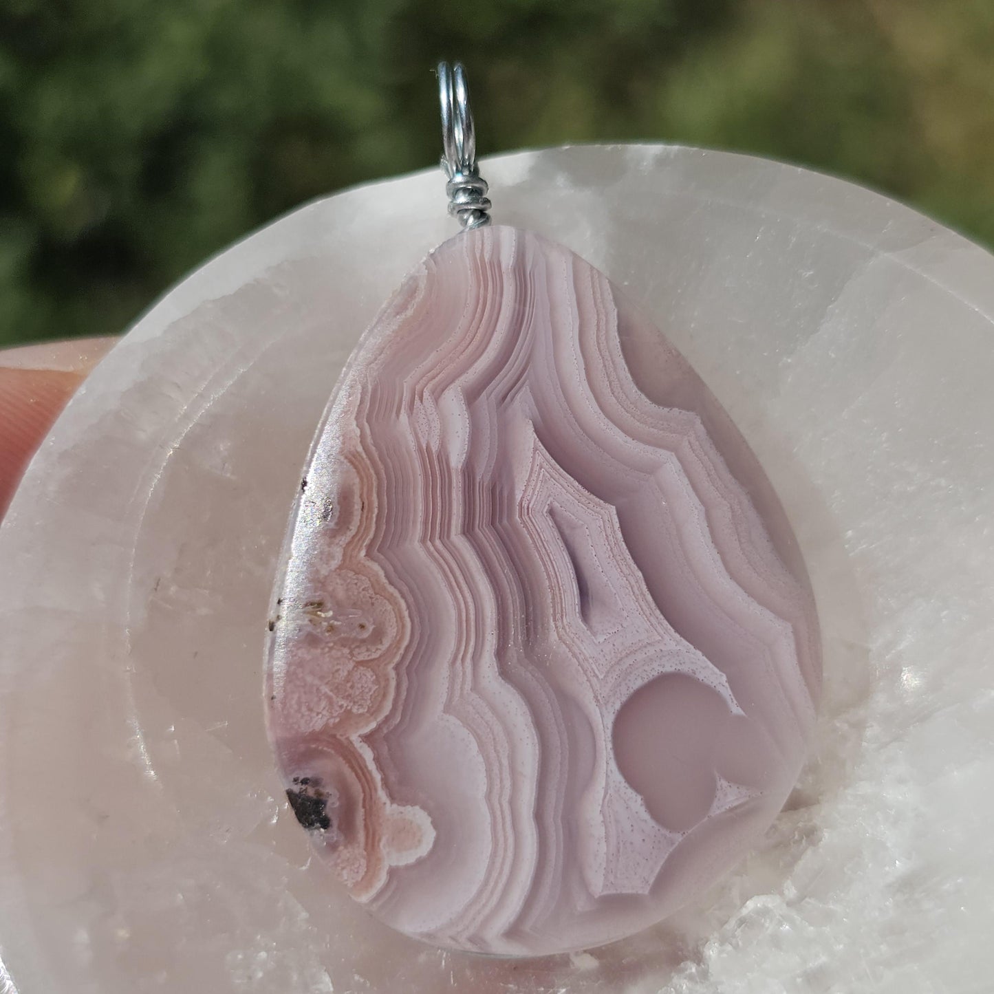 Lavender Laguna Agate Pendant in Simple Sterling Silver Setting