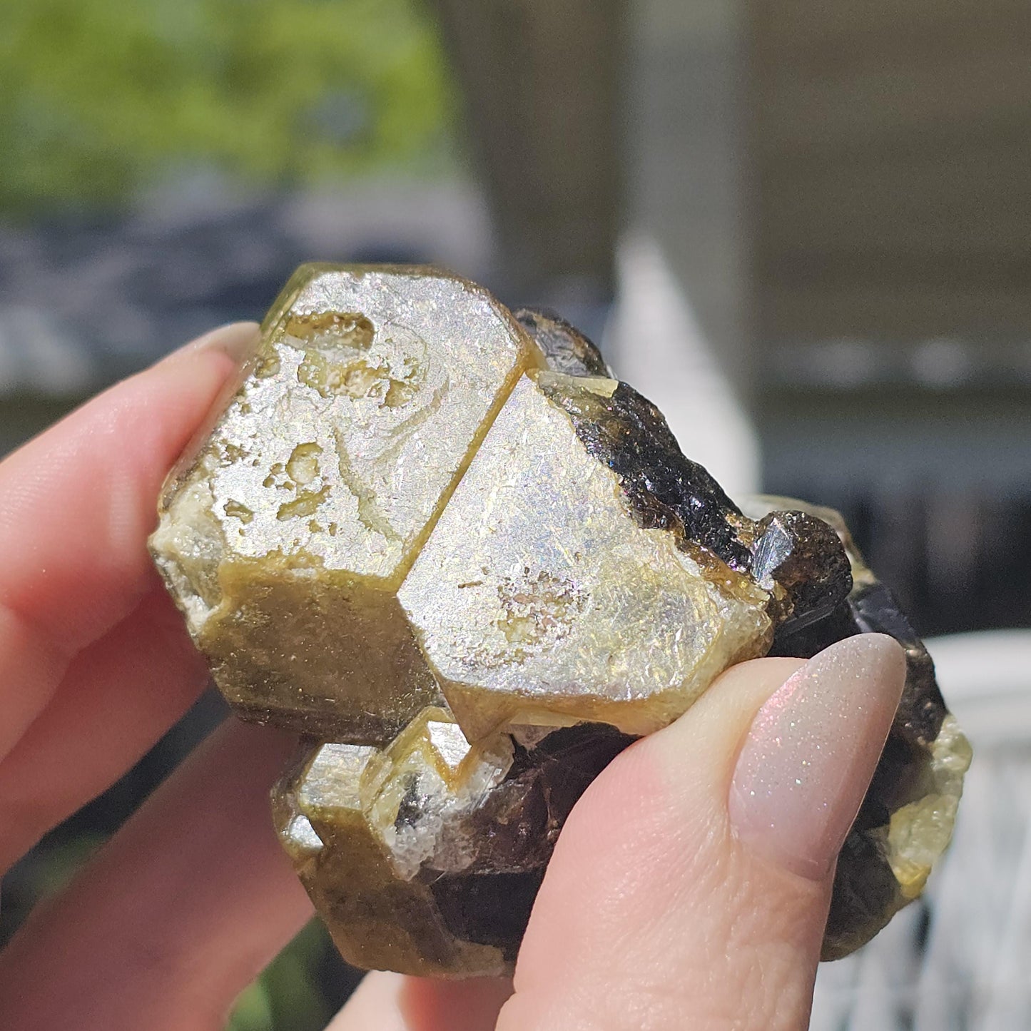 Mali Garnet with Well Documented History, Unique Large Terminated Cluster with Chocolate Brown core, Green Skin, and some Rare Blue!