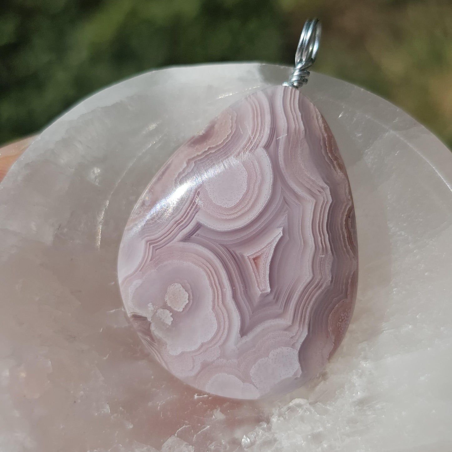 Lavender Laguna Agate Pendant in Simple Sterling Silver Setting