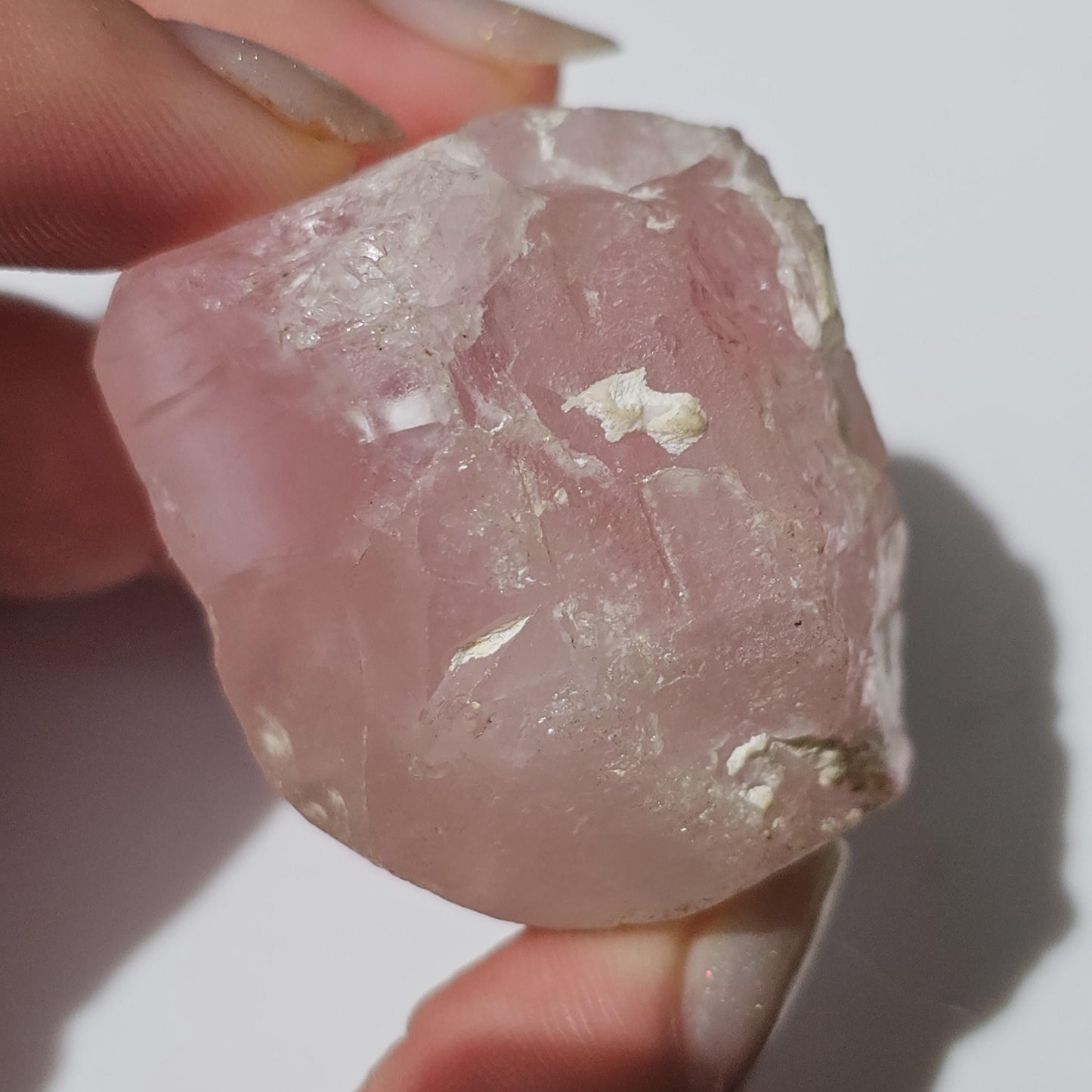 81.5g Raw Morganite Crystal / Terminated Pale Pink Beryl, Rare Rough Morganite Specimen from Skardu Pakistan, Double Terminated w Rainbows