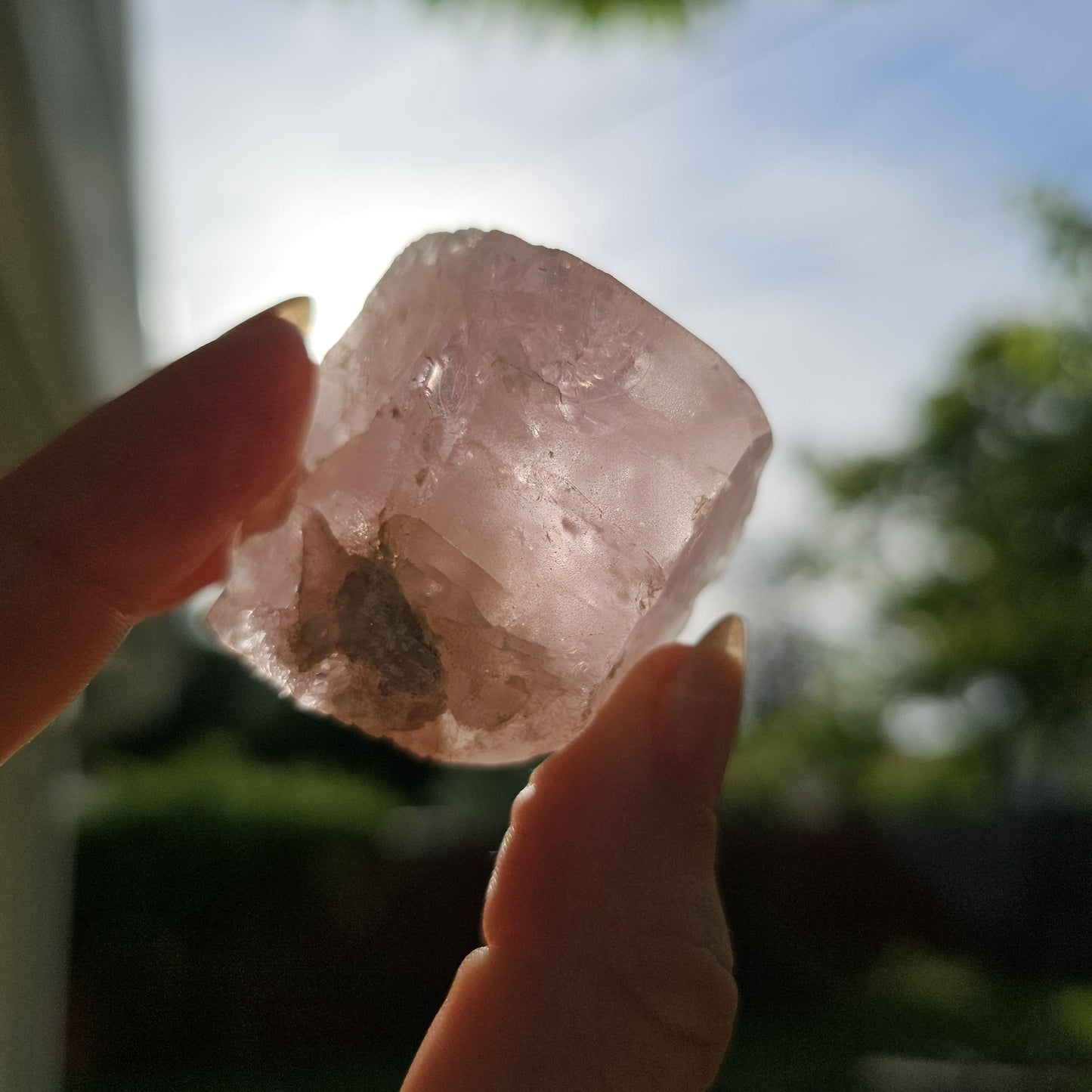 81.5g Raw Morganite Crystal / Terminated Pale Pink Beryl, Rare Rough Morganite Specimen from Skardu Pakistan, Double Terminated w Rainbows