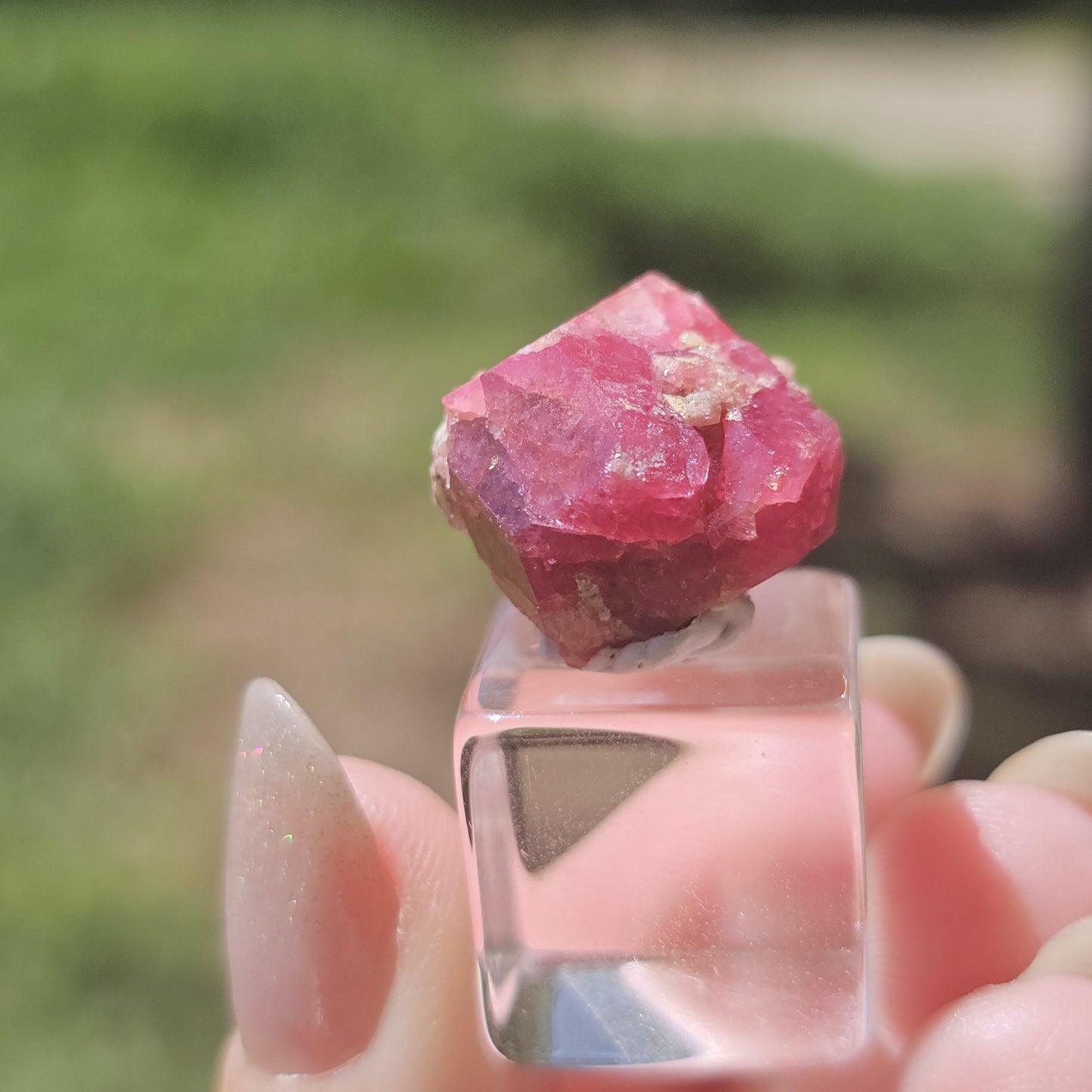 Hot Pink Raspberry Garnet Floater from Sierra de Cruces Mexico <100