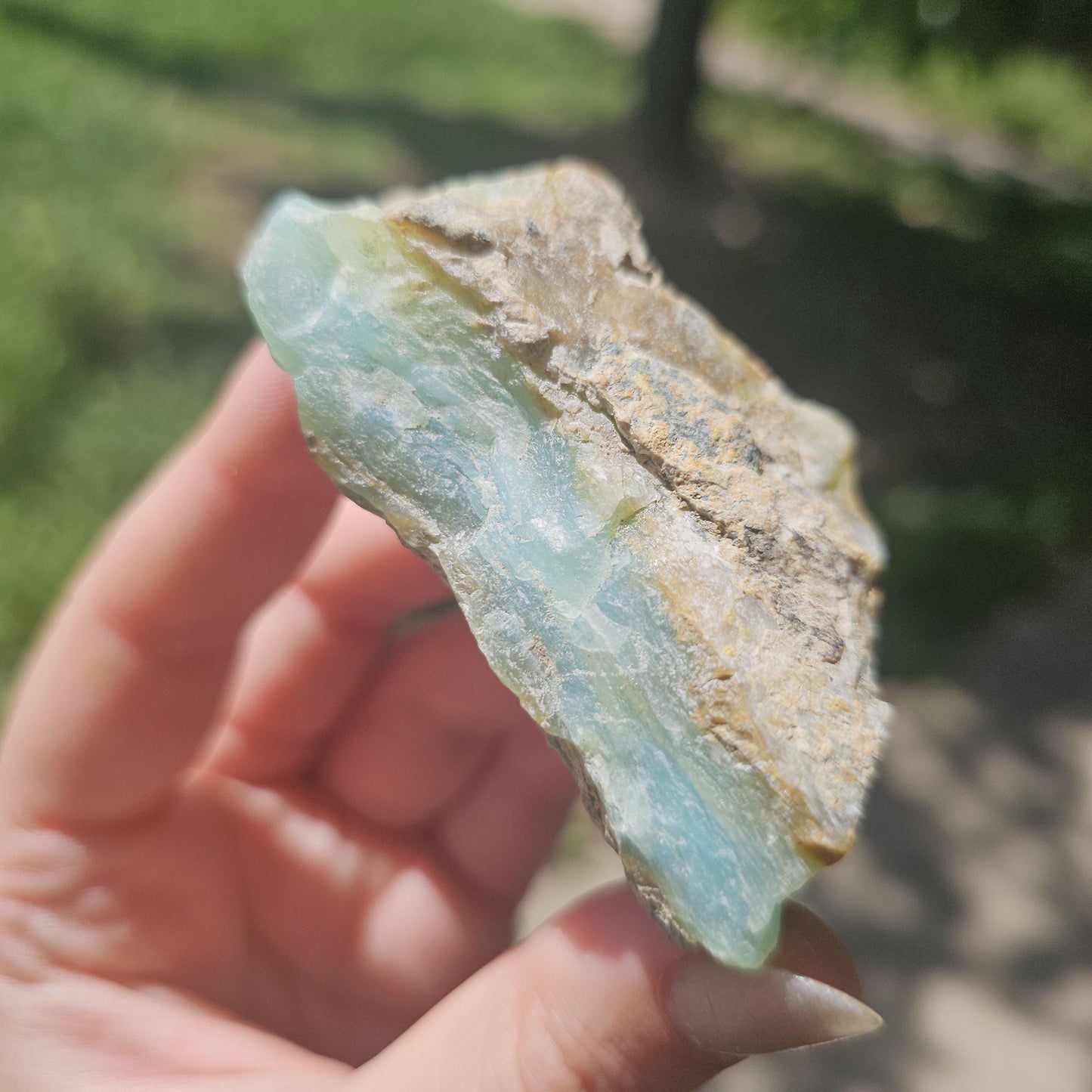 Raw Blue Opal from Peru, Rare Chunk of Translucent High Grade Lapidary Rough <100