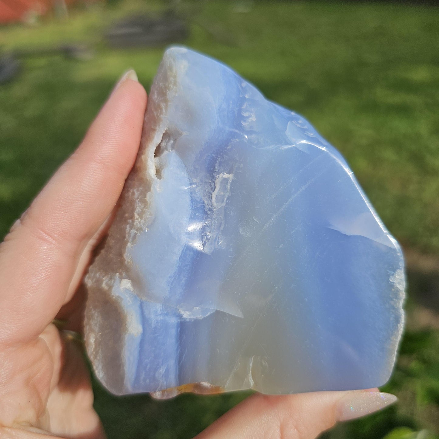 New Find Light Blue Chalcedony Agate with White Banding, Stunning Chalcedony like Blue Lace Agate or Ellensberg Blue, from Zimbabwe