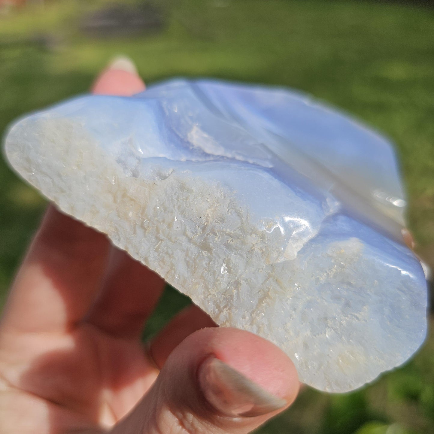 New Find Light Blue Chalcedony Agate with White Banding, Stunning Chalcedony like Blue Lace Agate or Ellensberg Blue, from Zimbabwe