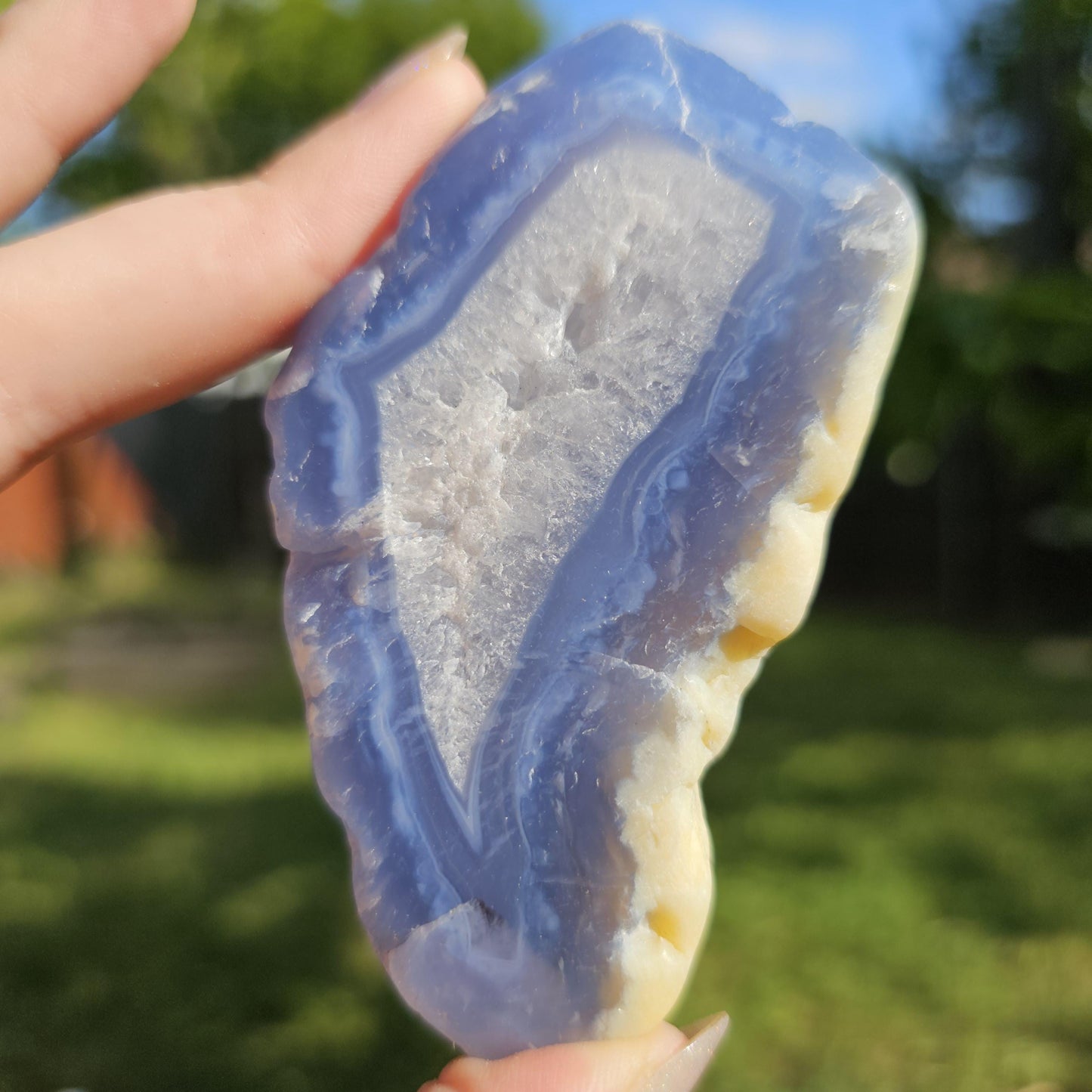 Periwinkle Blue Agate Slice: Ethiopian Chalcedony, Collector's Gem