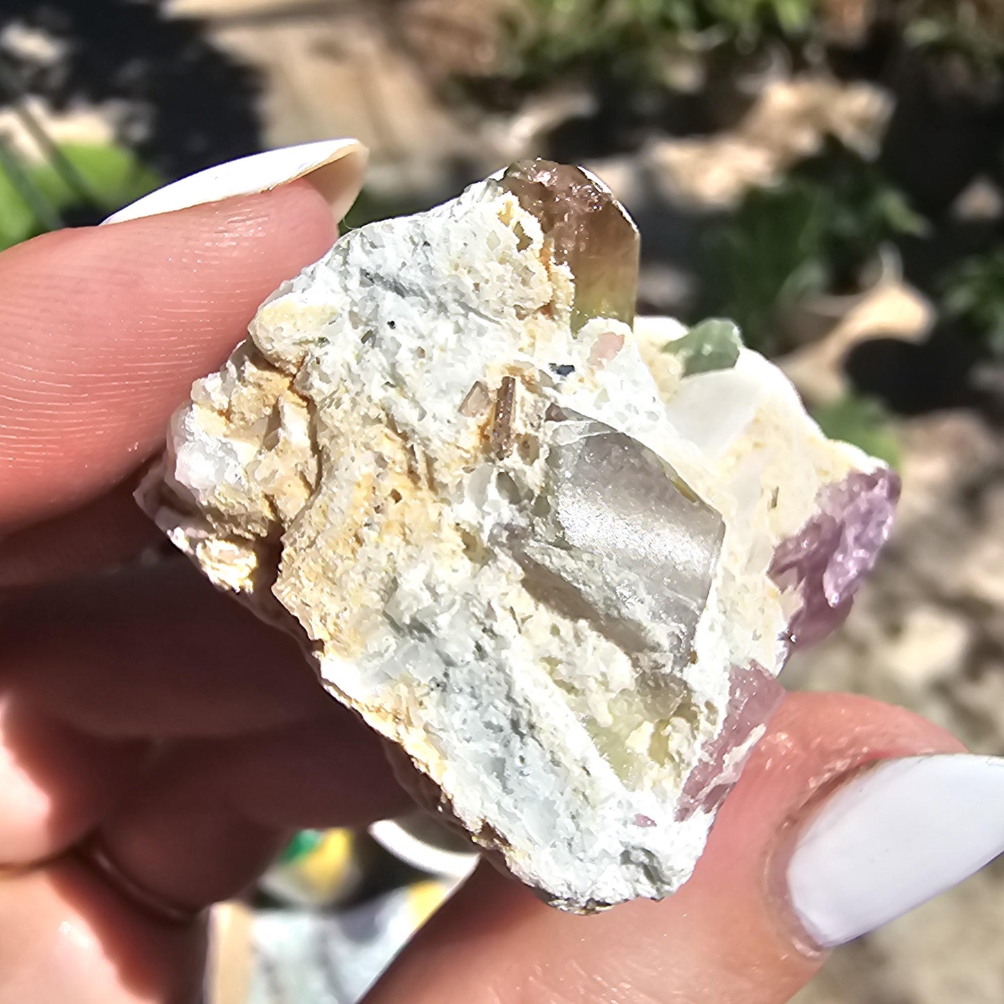 Parti-colored Tourmaline from the California Himalaya Mine ~ Pink, Teal Green and Orange Elbaite on Matrix, Source Traced 90s Material