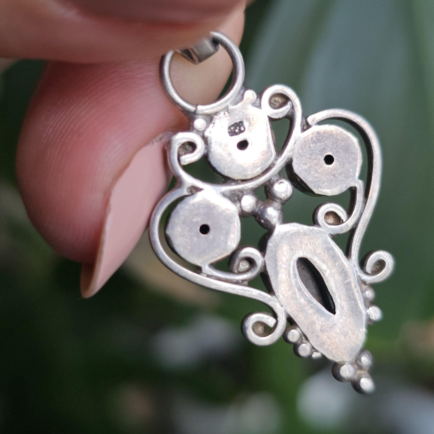Vintage Sterling Silver and Natural Opal Pendant