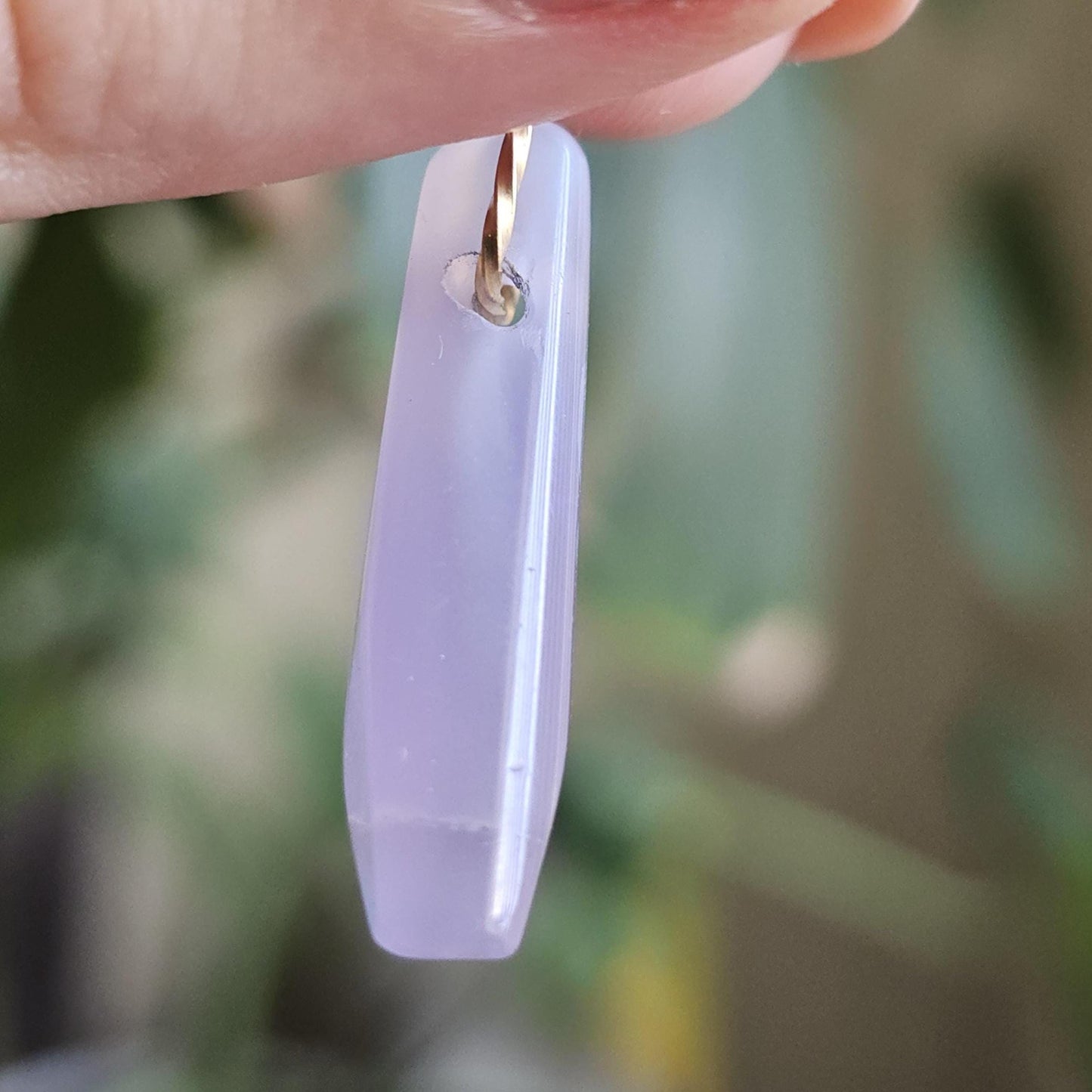 Rare 'Holly Blue' Agate, Polished and Drilled with Gold Wire Bail, High Grade Purple / Periwinkle Chalcedony from Sweet Home, Oregon