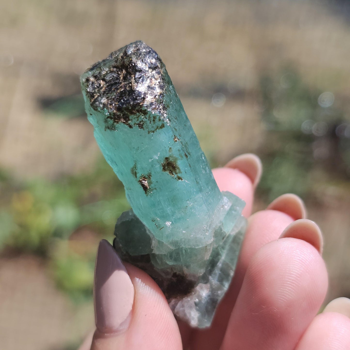 Large Raw Emerald Crystal w Biotite, Over 125cts!
