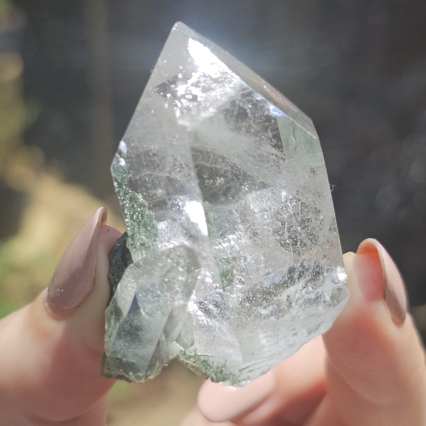 Clear Himalayan Quartz Point with Chlorite ~ New Find High Quality Crystal Specimen