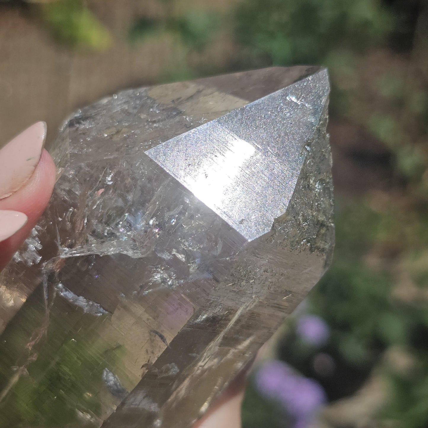 Clear Himalayan Quartz Point with Chlorite ~ New Find High Quality Large Single Point