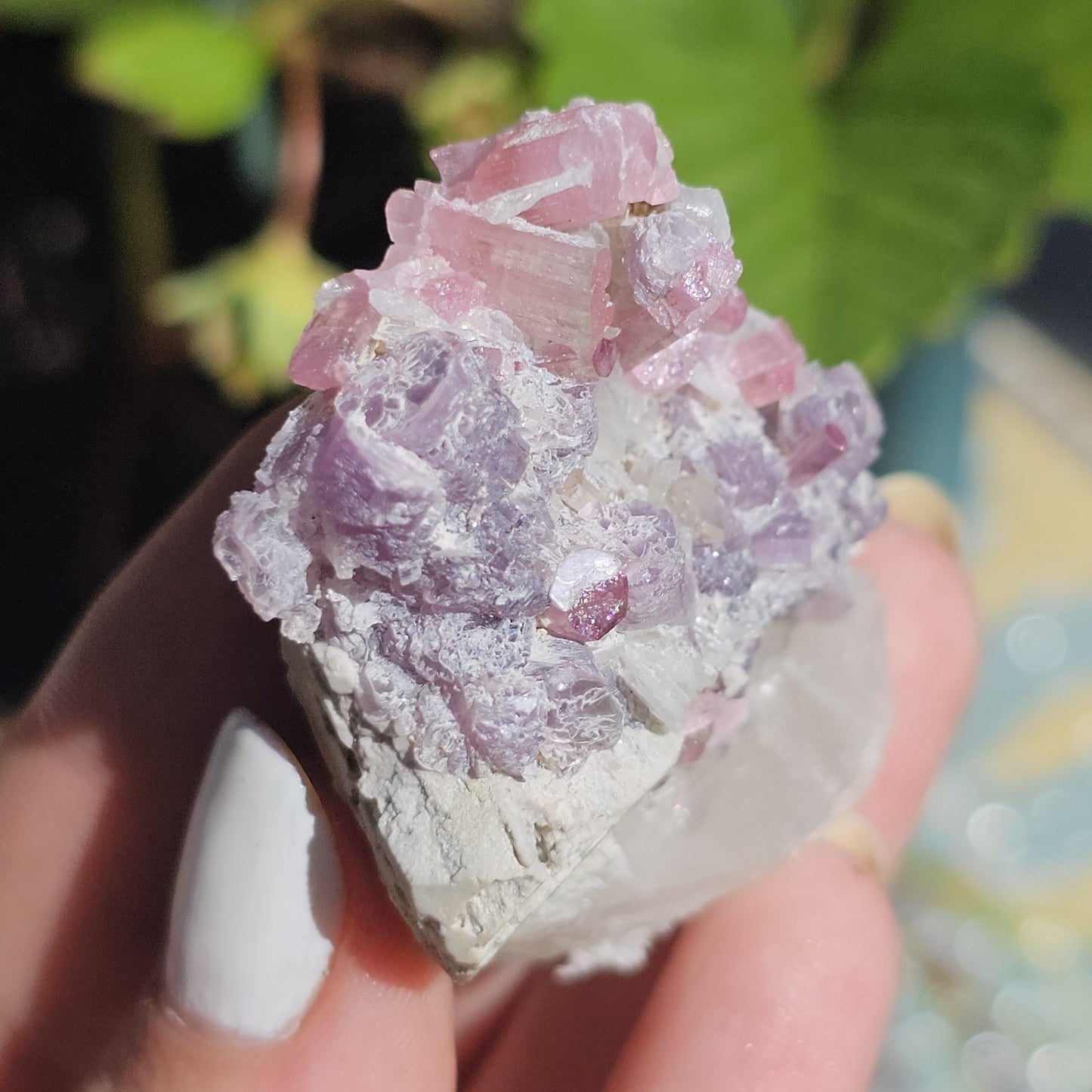 Pink Tourmaline and Purple Lepidolite Mica w Feldspar and Albite from the California Himalaya Mine, Source Traced 90s Material