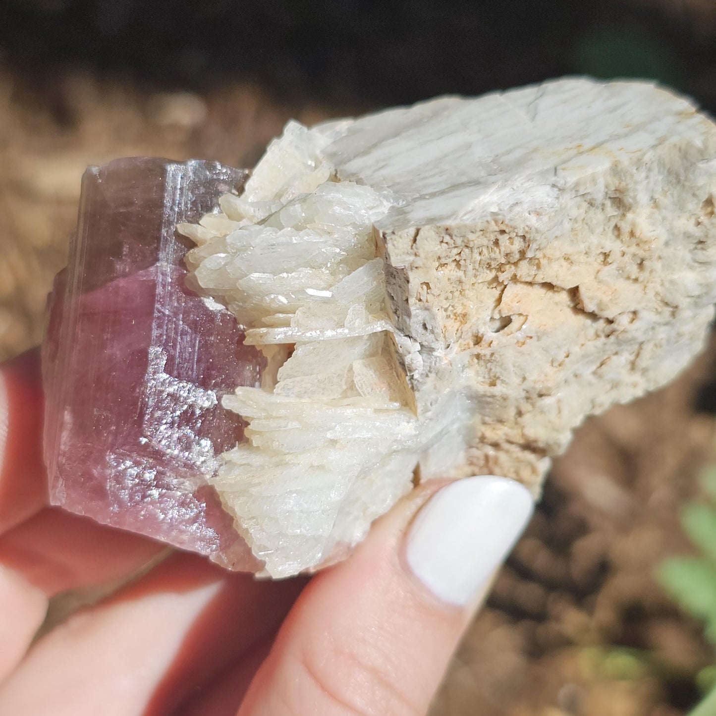 Himilaya Pink and Green Tourmaline, Himalaya Mine in California, w Lustrous Microline Feldspar & Cleavandite, Source Traced 90s Material