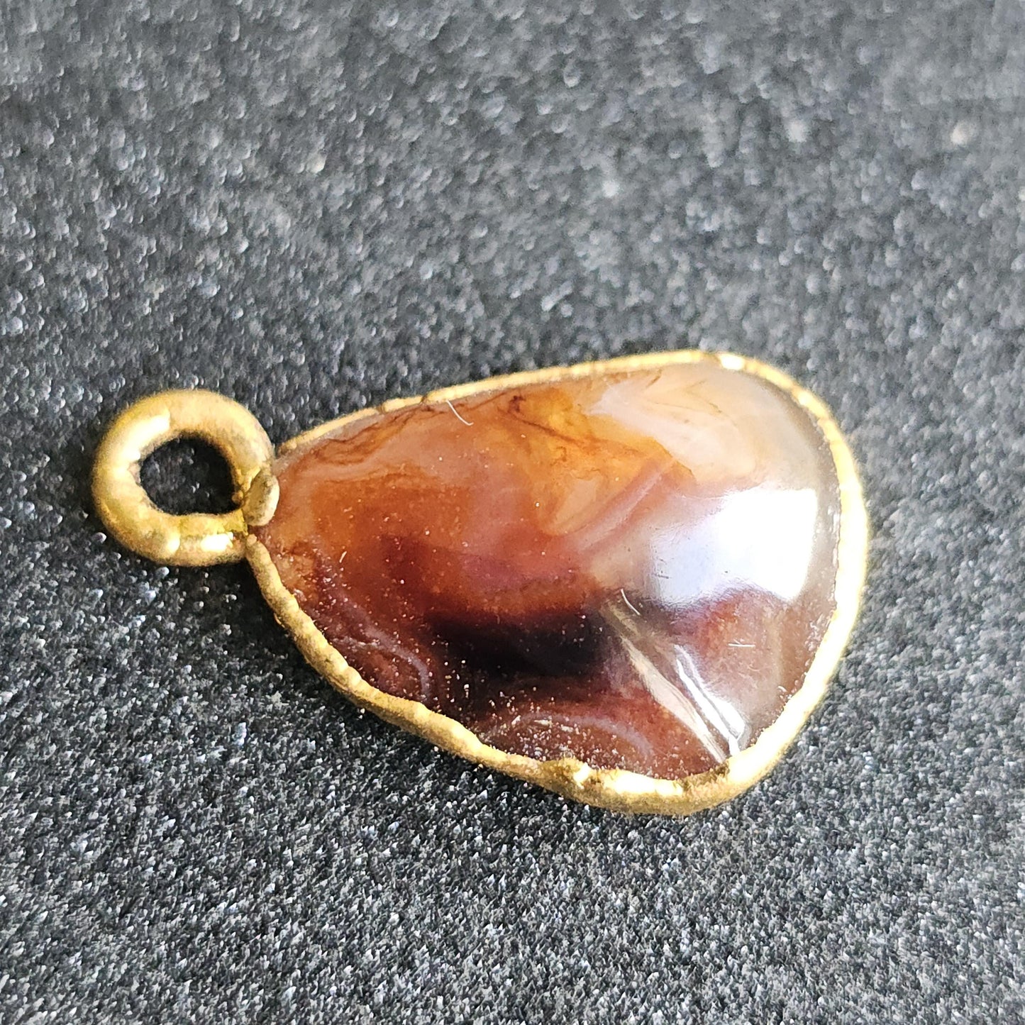 Fire Agate from Mexico in 22kt Electroplated Gold Pendant Charm
