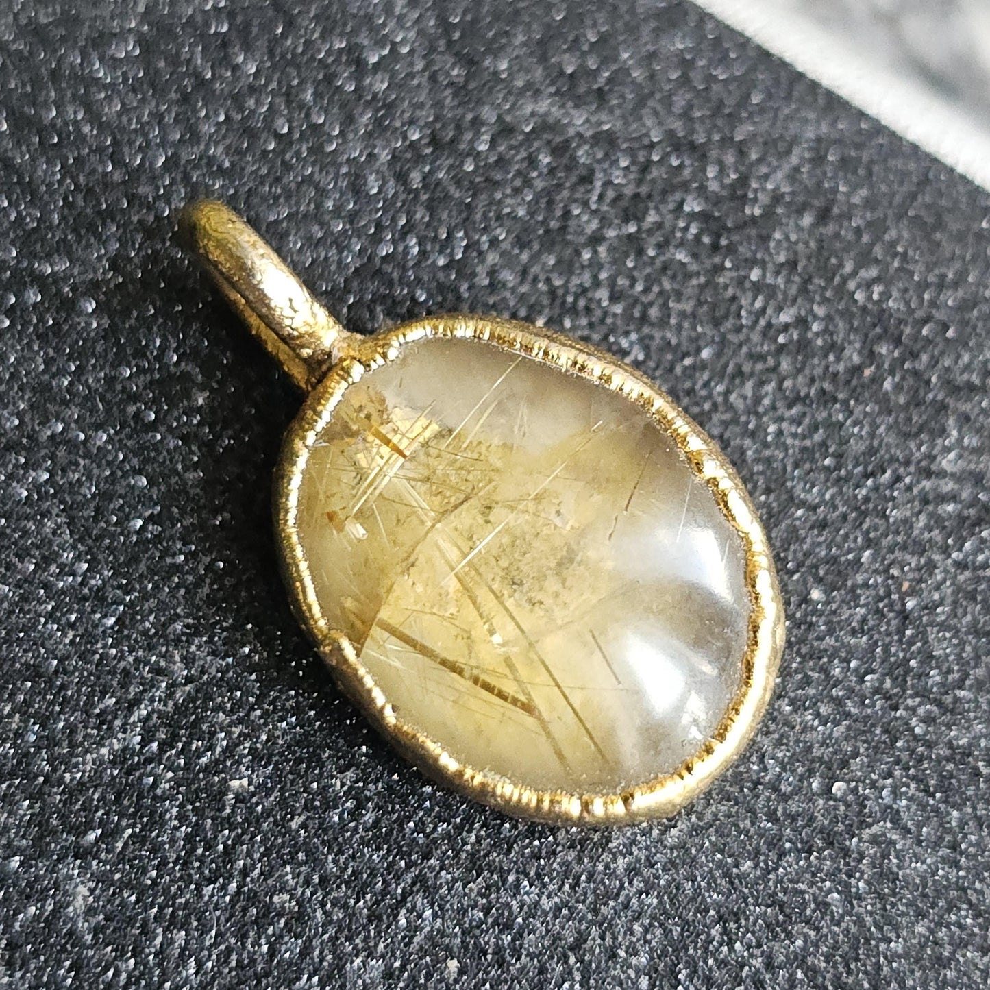 22kt Gold Electroplated Rutilated Quartz Pendant or Charm