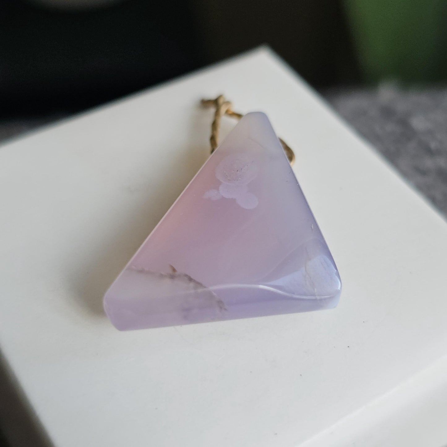 Rare 'Holly Blue' Agate, Polished and Drilled with Gold Wire Bail, High Grade Purple / Periwinkle Chalcedony from Sweet Home, Oregon