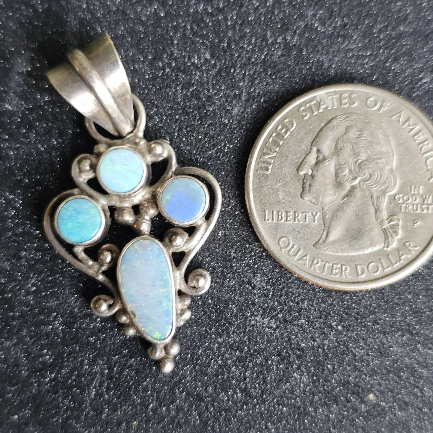 Vintage Sterling Silver and Natural Opal Pendant