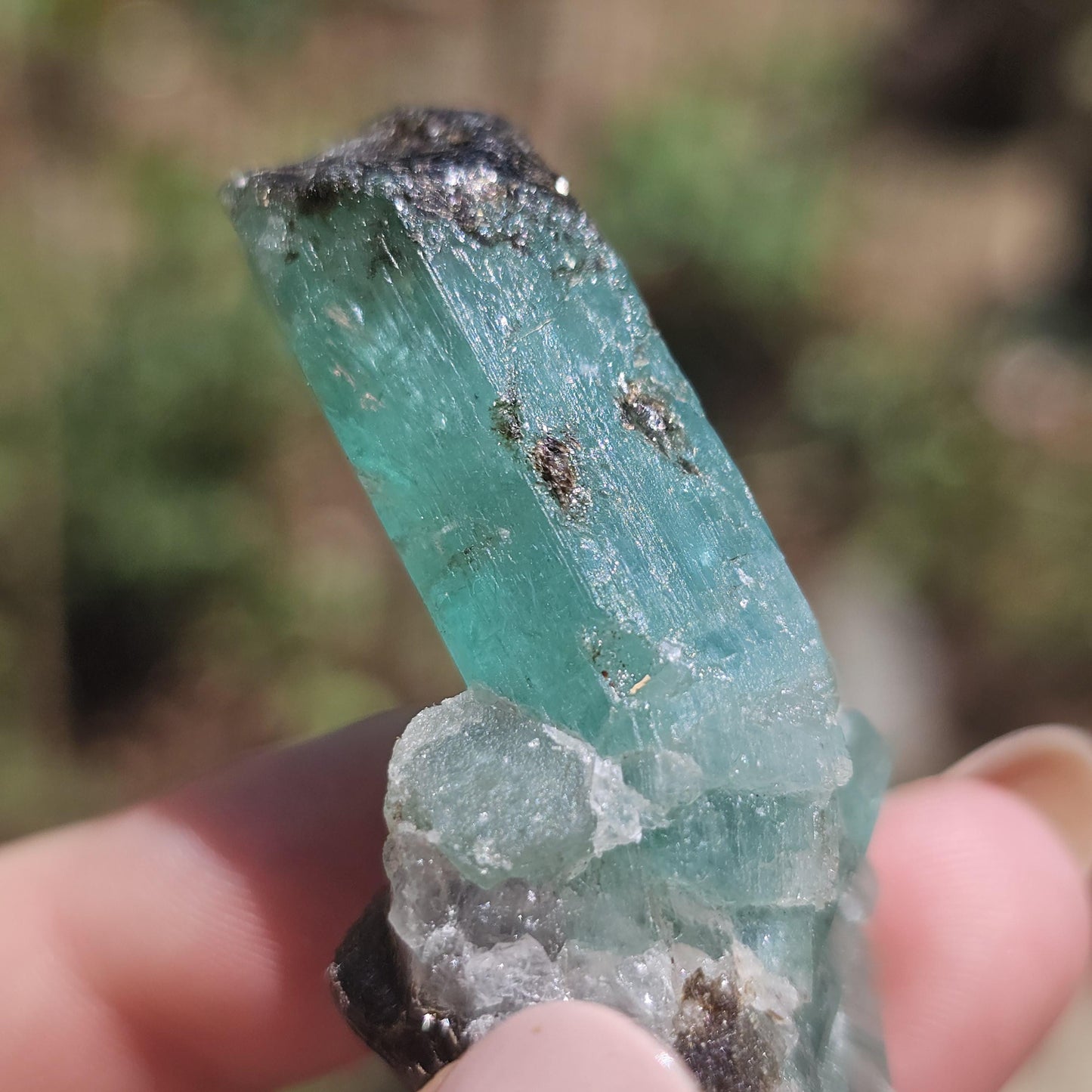 Large Raw Emerald Crystal w Biotite, Over 125cts!
