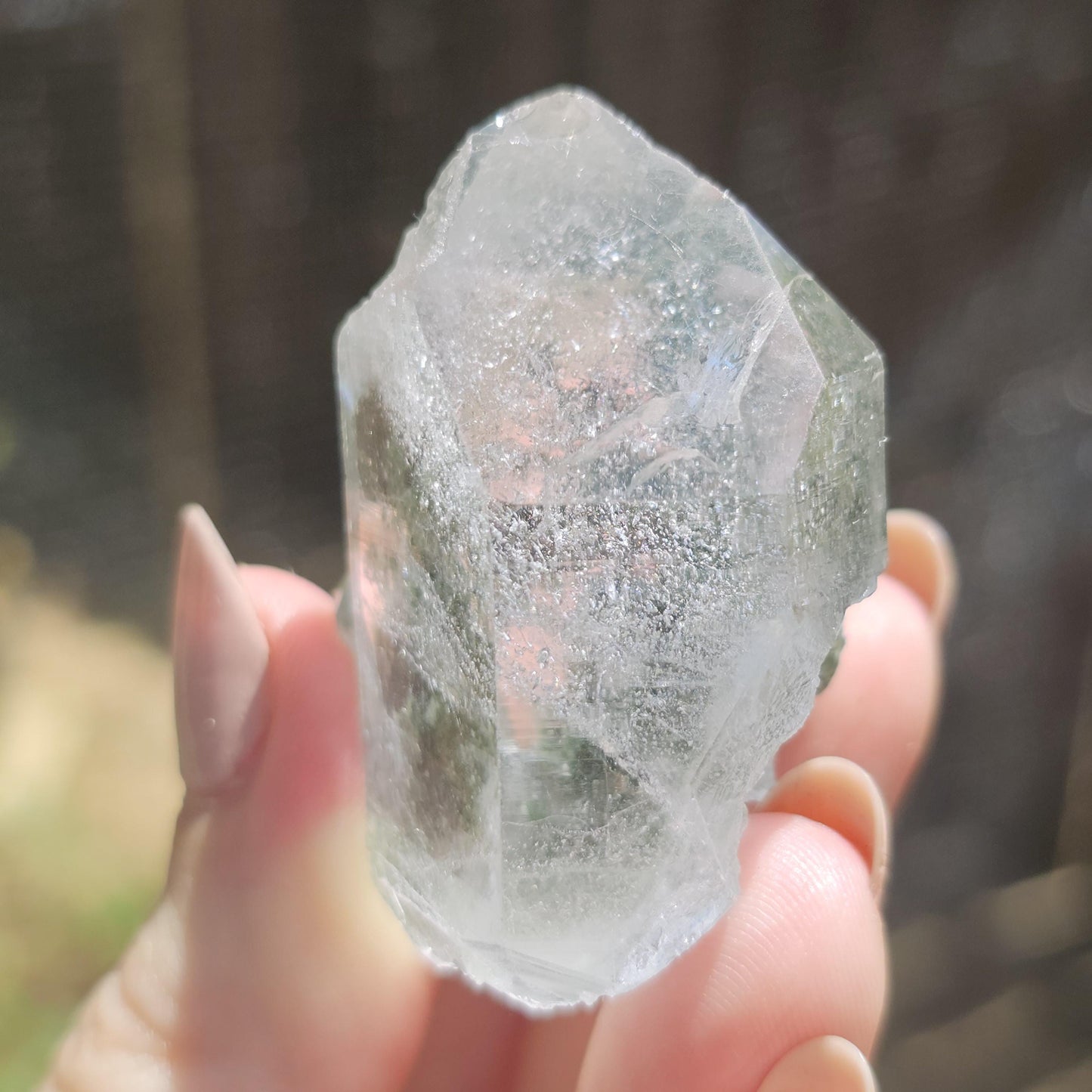 Clear Himalayan Quartz Point with Green Chlorite Inclusions