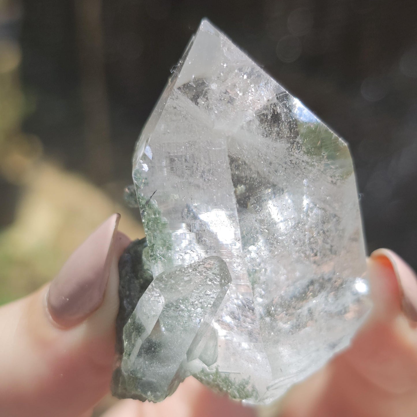 Clear Himalayan Quartz Point with Chlorite ~ New Find High Quality Crystal Specimen