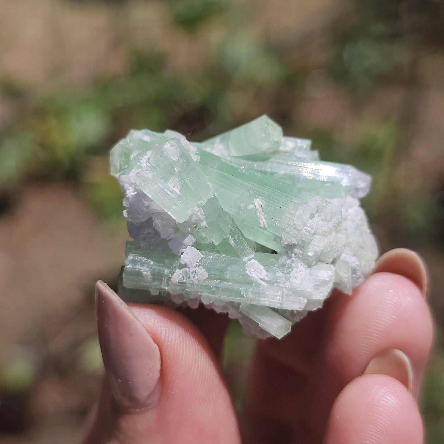 Gorgeous Seafoam Tourmaline Crystal Cluster with Lavender Purple Lepidolite Sparkles