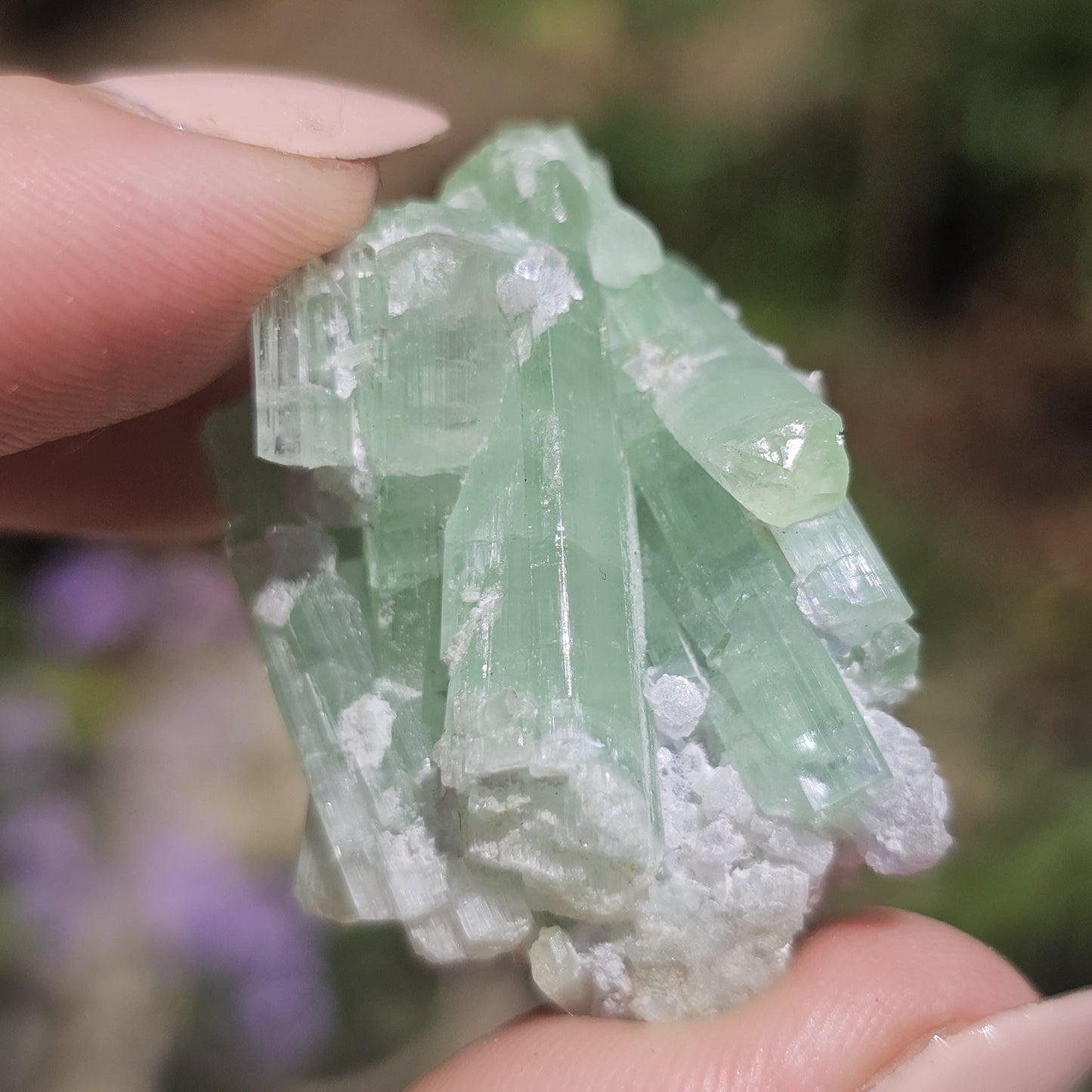 Gorgeous Seafoam Tourmaline Crystal Cluster with Lavender Purple Lepidolite Sparkles