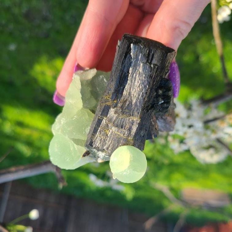 Prehnite and Epidote Raw Matrix Cabinet Display Crystal