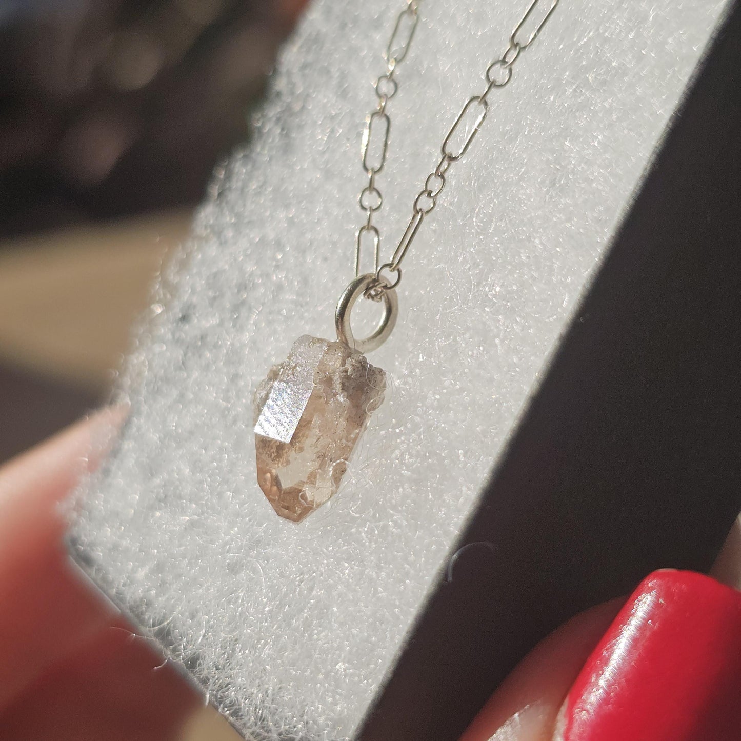 Raw Utah Champagne Topaz Necklace: Sterling Silver Chain, November Birthstone