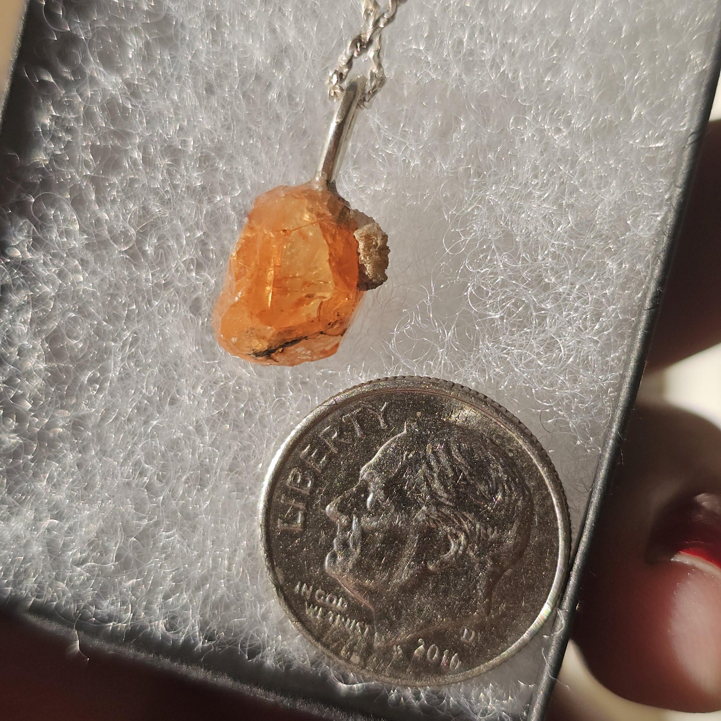 Raw Spessartine Garnet Crystal Necklace: Little Three Mine, California