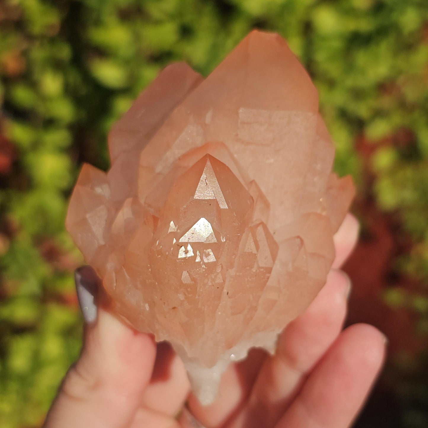 Chunky Peach Pink Elestial Quartz Specimen: Scepter, Multi Terminated, Raw Rough Quartz