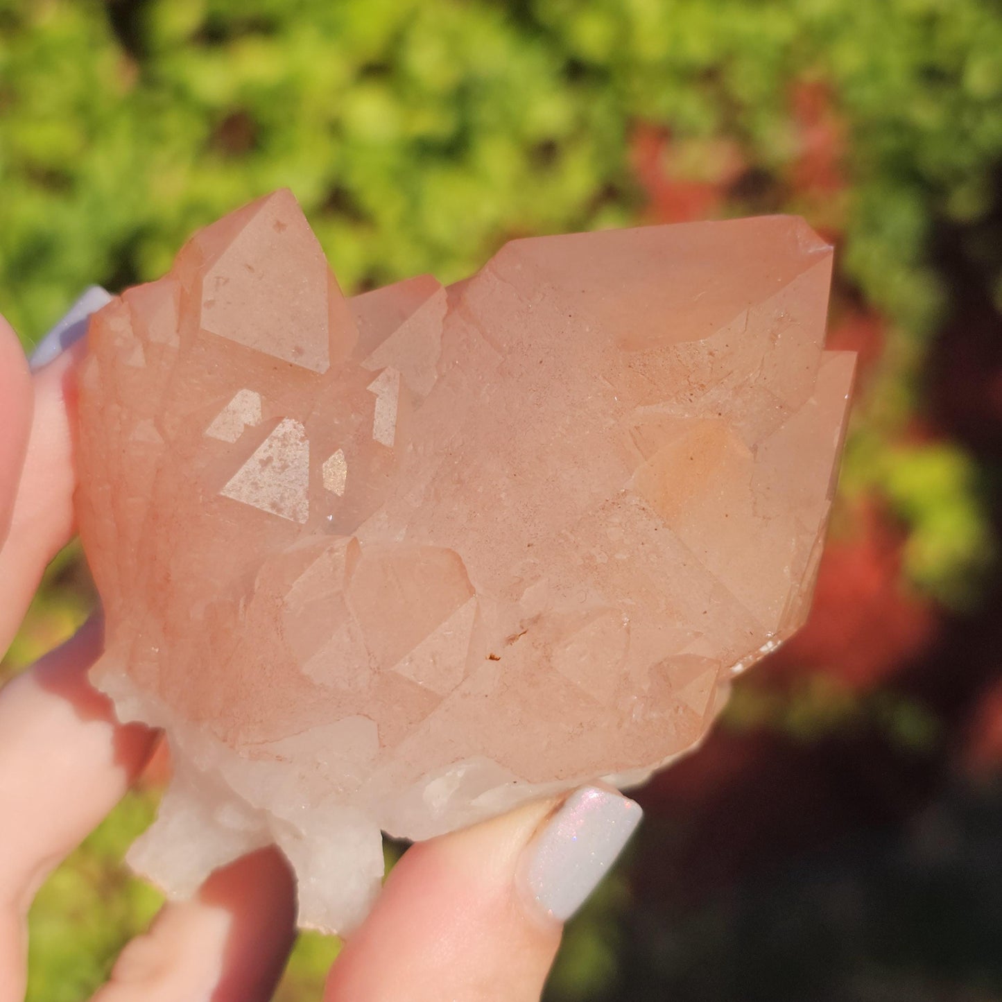 Chunky Peach Pink Elestial Quartz Specimen: Scepter, Multi Terminated, Raw Rough Quartz