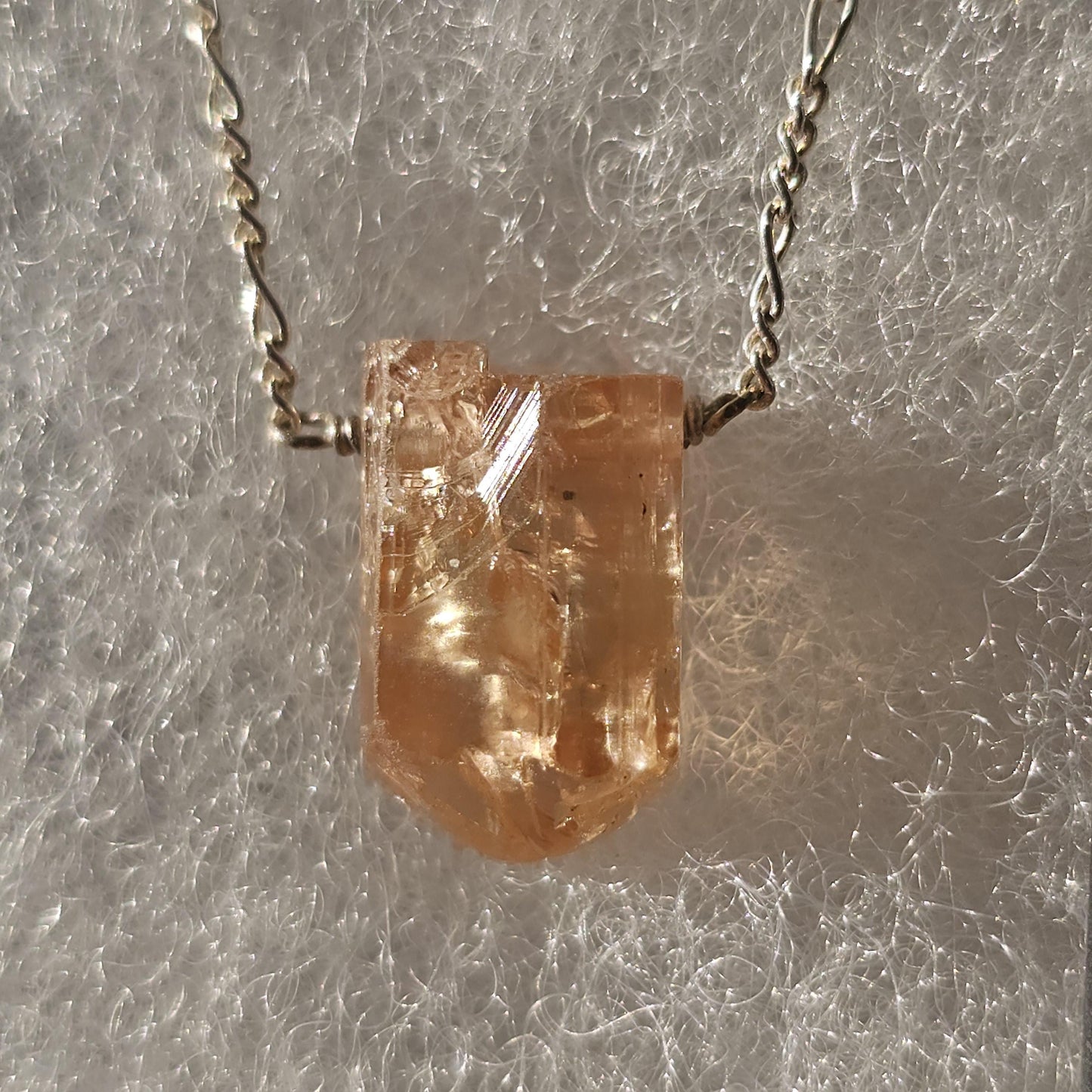 Imperial Topaz Crystal Necklace: Raw Orange Yellow Stone, Sterling Silver