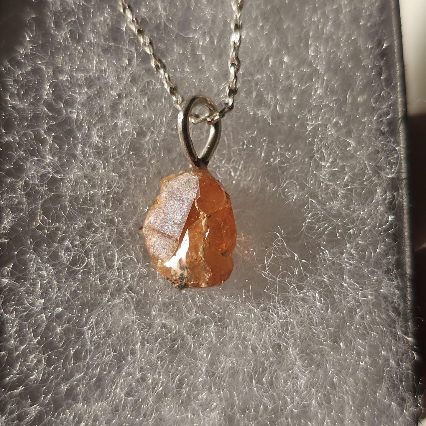 Raw Spessartine Garnet Crystal Necklace: Little Three Mine, California