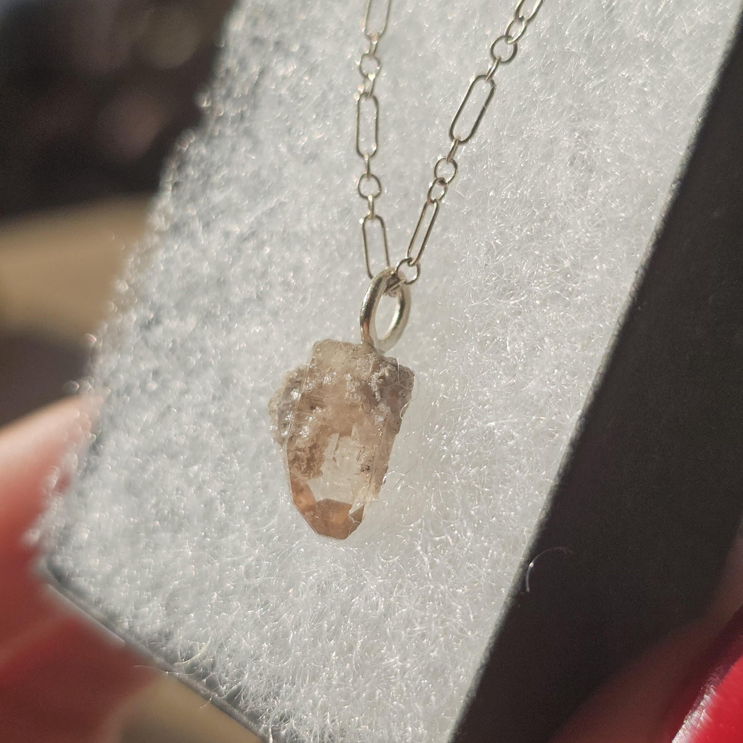Raw Utah Champagne Topaz Necklace: Sterling Silver Chain, November Birthstone