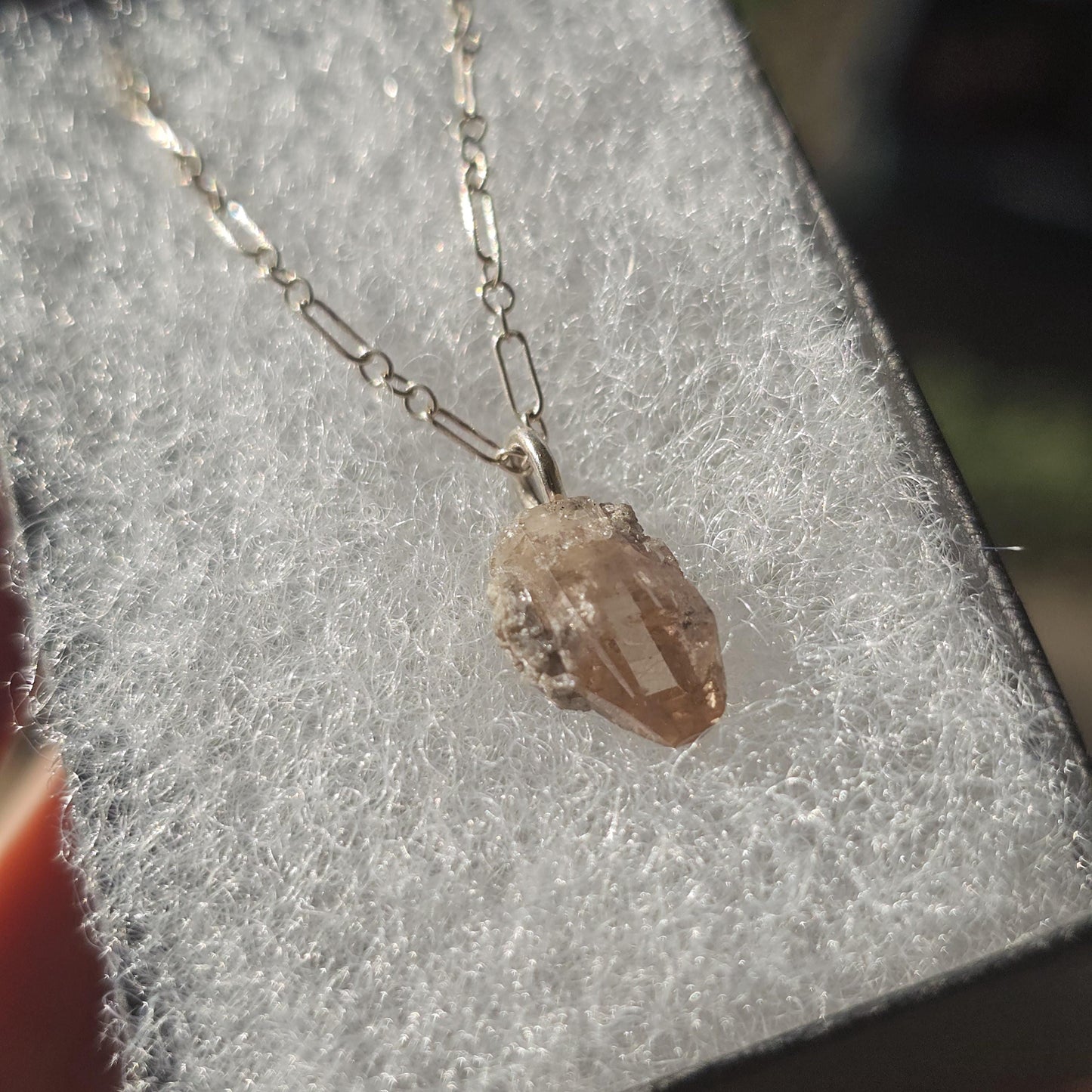 Raw Utah Champagne Topaz Necklace: Sterling Silver Chain, November Birthstone