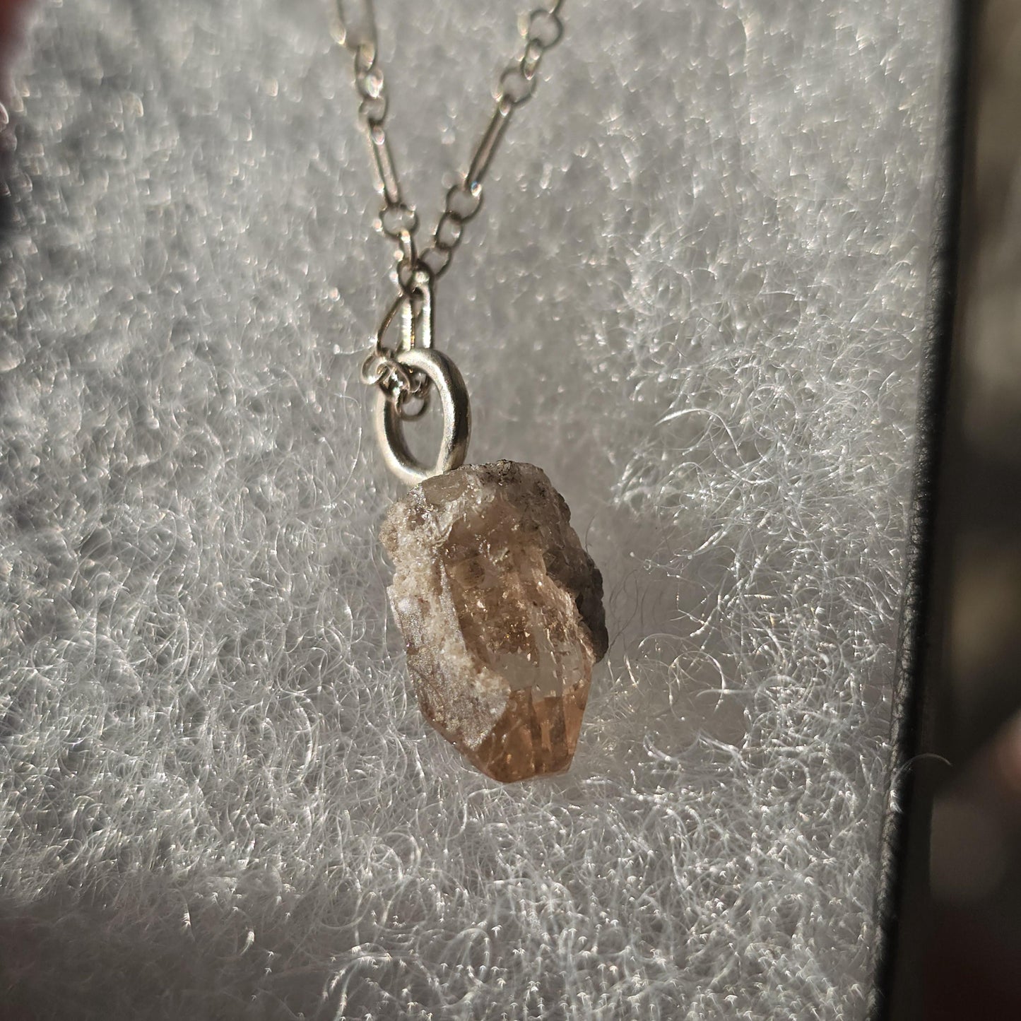 Raw Utah Champagne Topaz Necklace: Sterling Silver Chain, November Birthstone