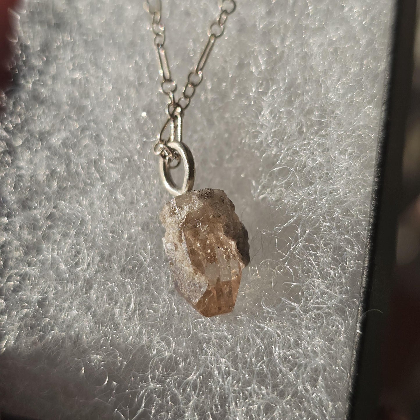 Raw Utah Champagne Topaz Necklace: Sterling Silver Chain, November Birthstone